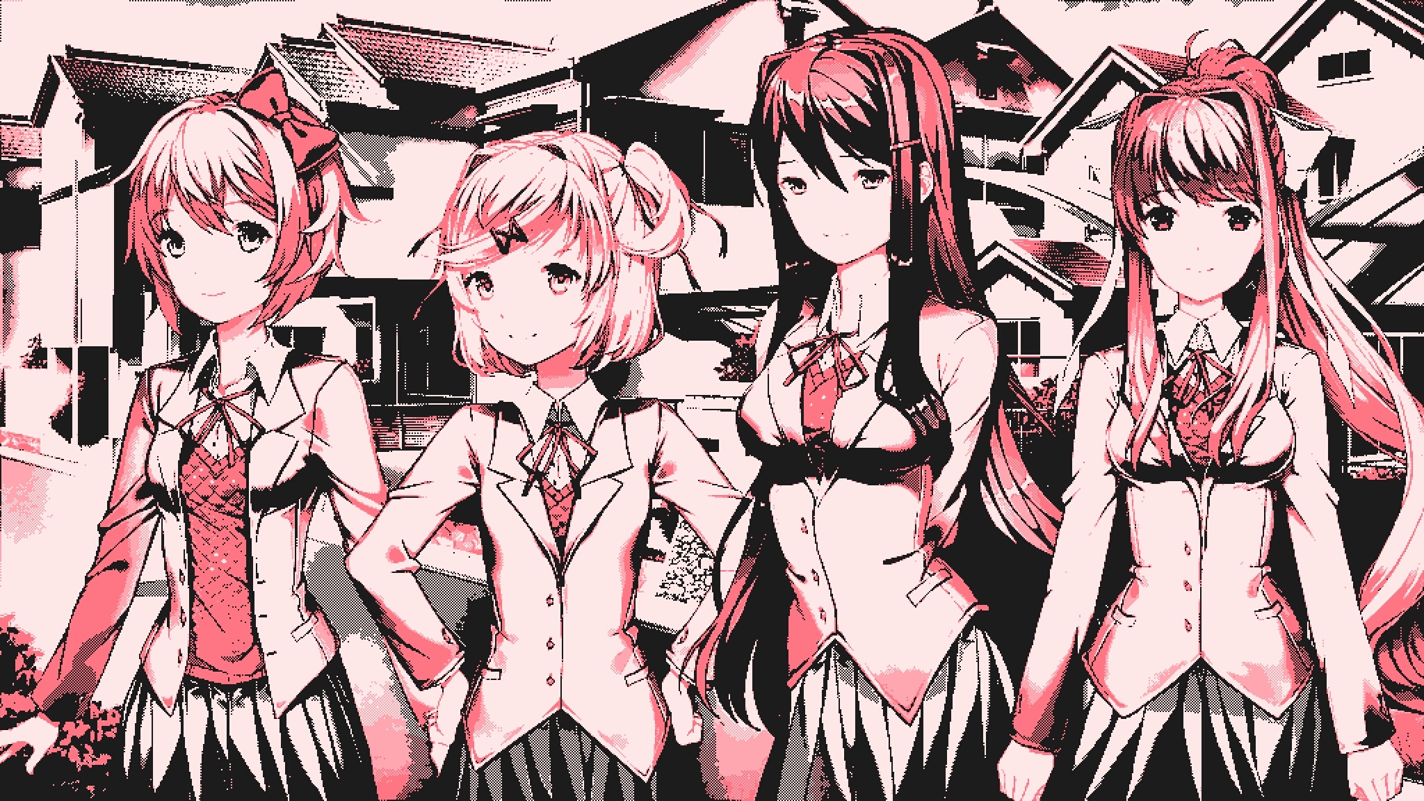 2050x1160 retro light pink pattern)DDLC desktop wallpaper, Desktop