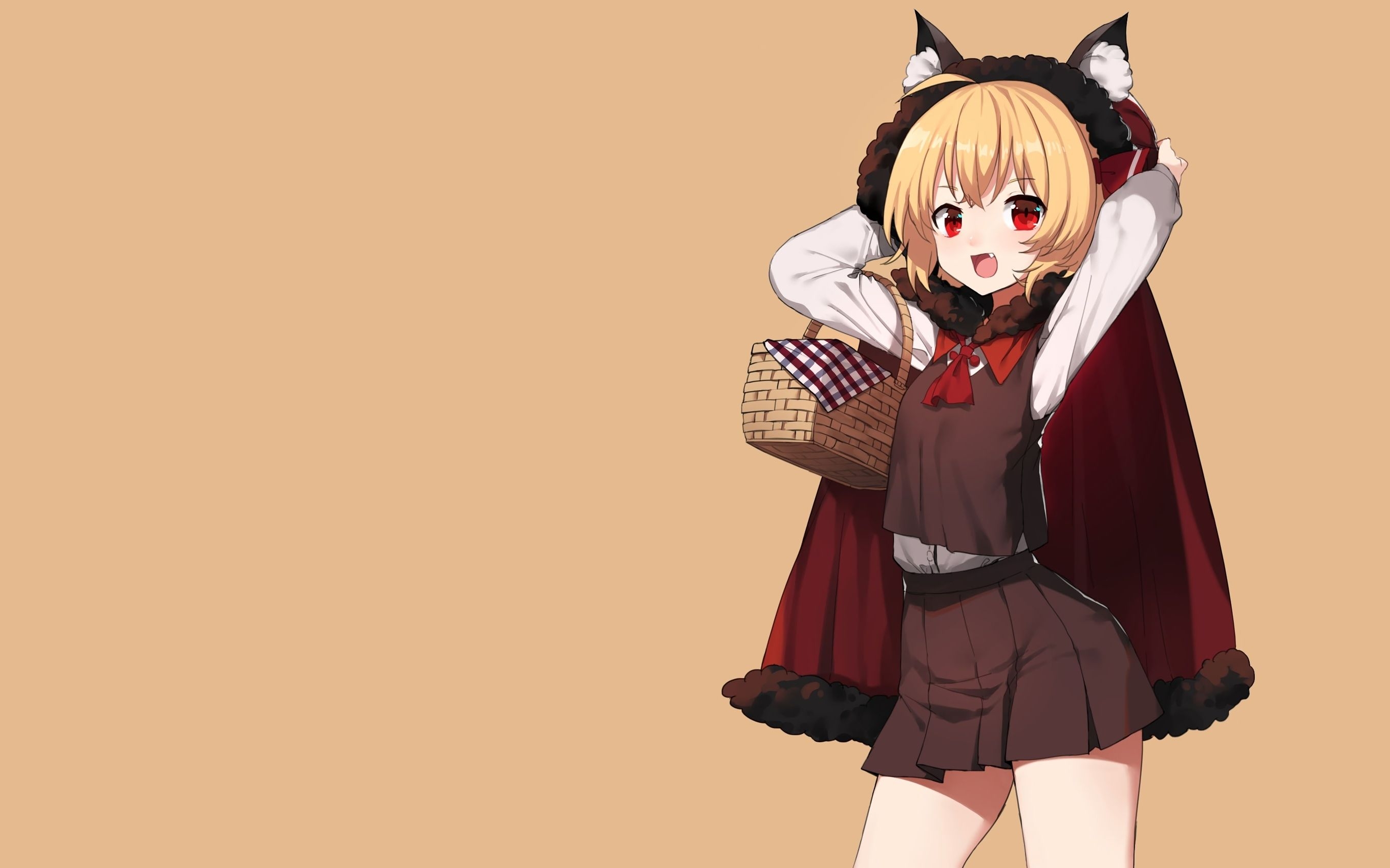 2720x1700 Download  Red Riding Hood, Blonde, Red Eyes, Anime Girl, Desktop