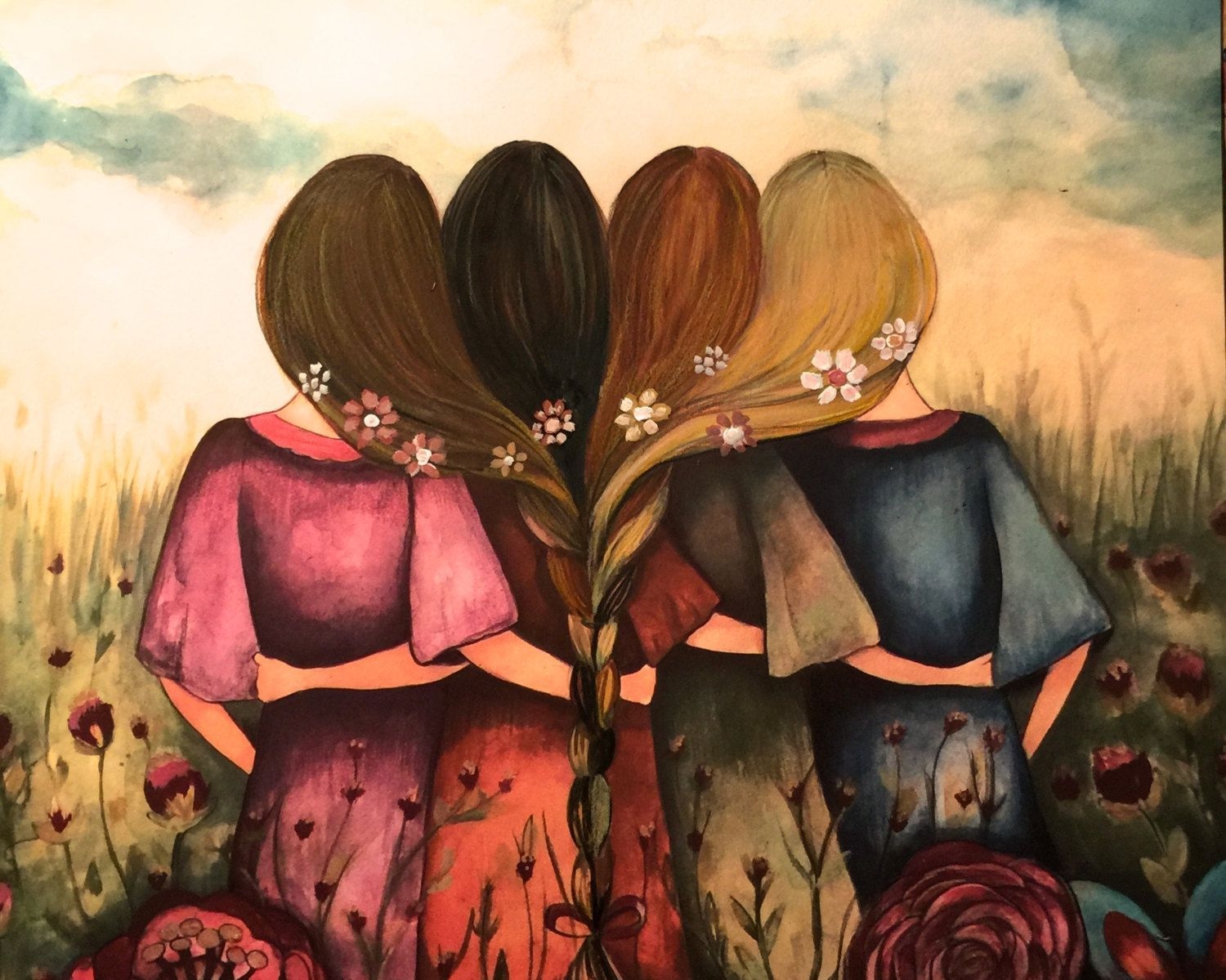 1500x1200 The four sisters best friendsbridesmaids present art print. Etsy. Drawings of friends, Sisters art, Bff drawings, Desktop