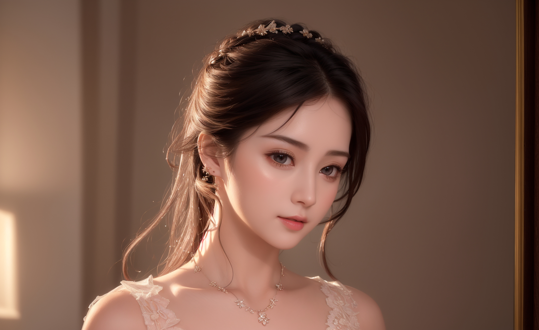 1780x1090 Ai Art Women Asian Necklace Looking At Viewer Wallpaper:, Desktop