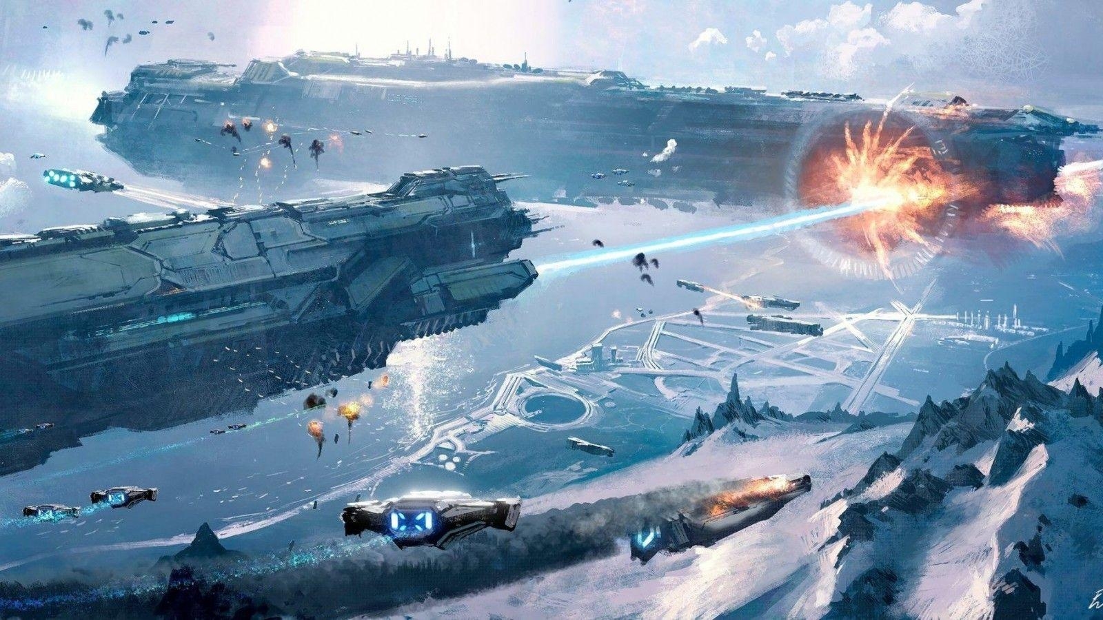 1600x900 Download  Sci Fi, Battle, Spaceship Wallpaper, Desktop