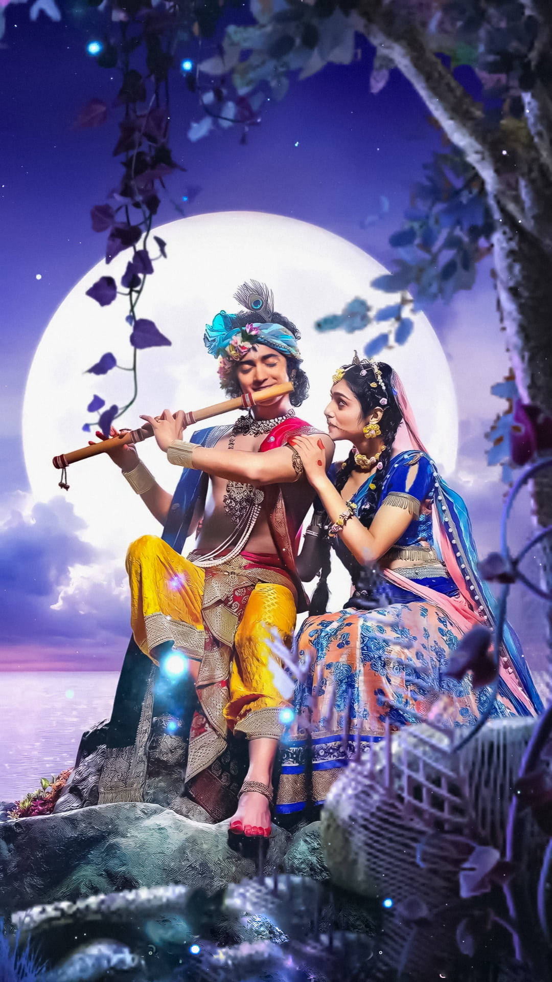 1080x1920 Download Krishna iPhone Sweet Full Moon Wallpaper, Phone