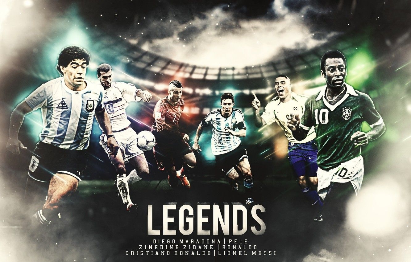 1340x850 Wallpaper wallpaper, sport, Cristiano Ronaldo, football, Lionel Messi, legends, Ronaldo, Zinedine Zidane, players, Pele, Diego Maradona image for desktop, section спорт, Desktop