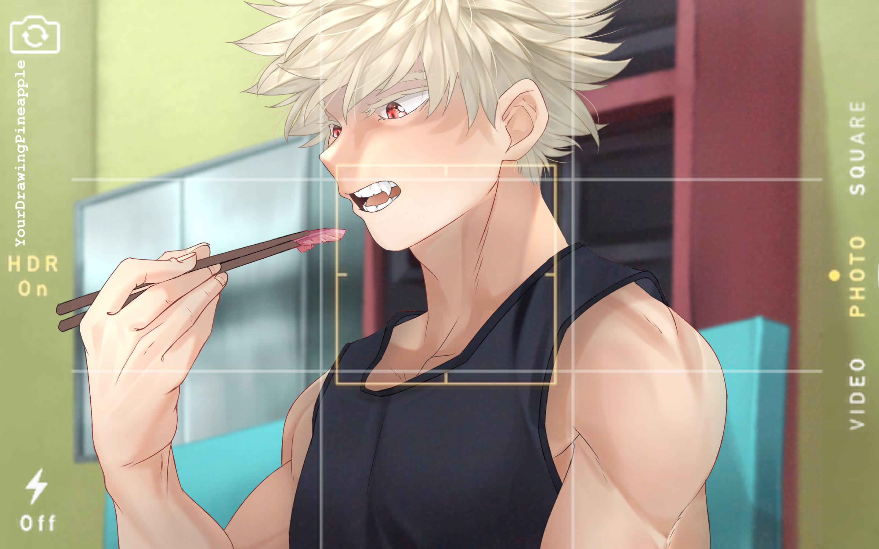 2880x1800 Download  Bakugou Katsuki, Boku No Hero Academia, Eating, Chopsticks Wallpaper for MacBook Pro 15 inch, Desktop