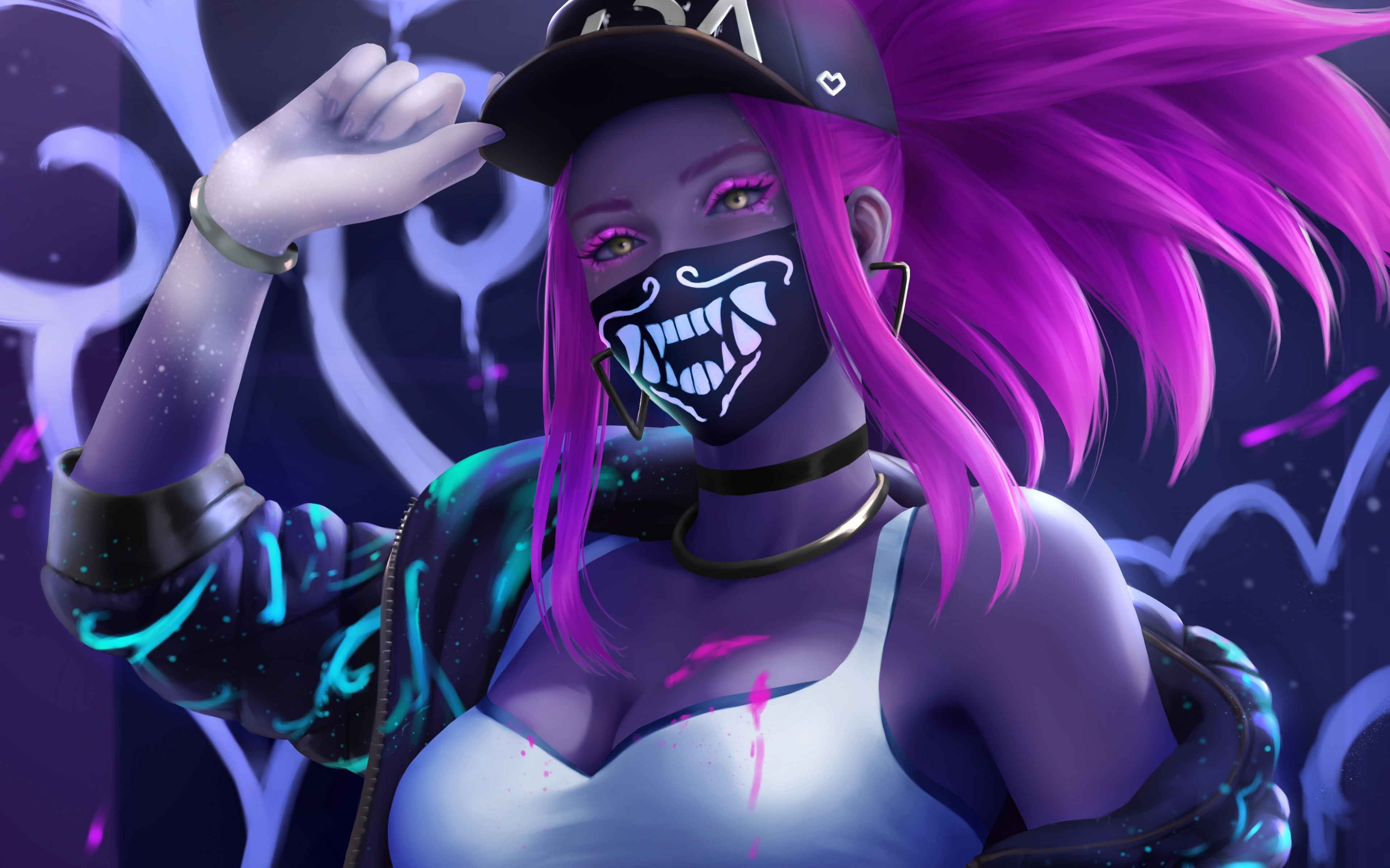 3840x2400 Download  wallpaper kda, akali, mask, league of legends, Desktop