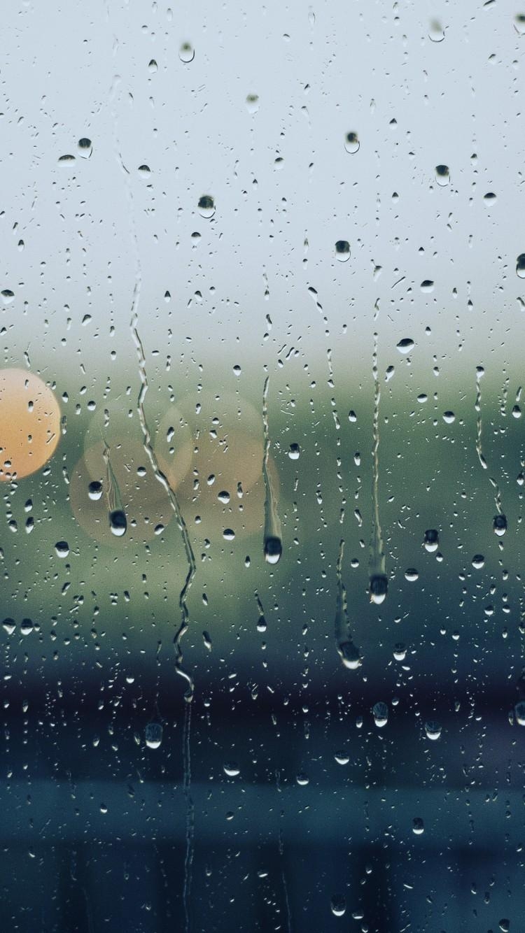 750x1340 Download  Moisture, Window, Bokeh, Raining, Water, Phone