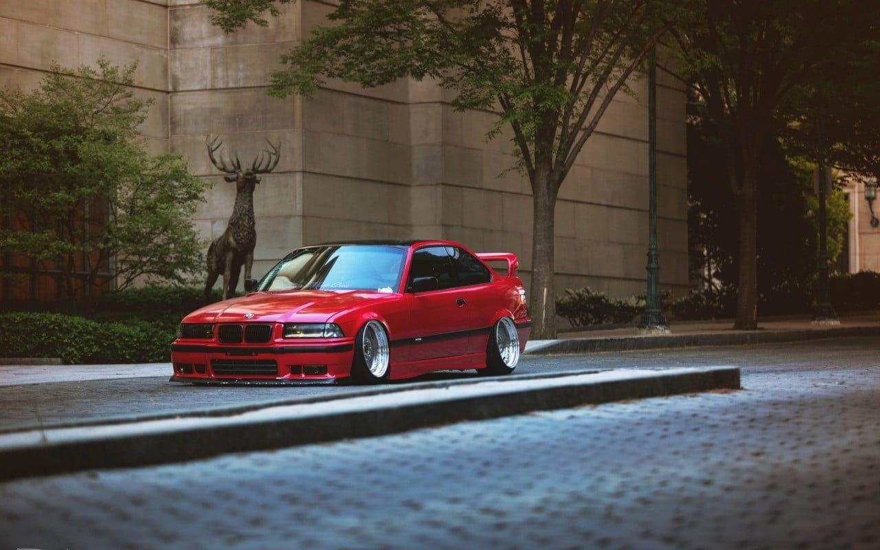 1280x800 red coupe #car BMW E36 #Stance #tuning #lowered German cars, Desktop