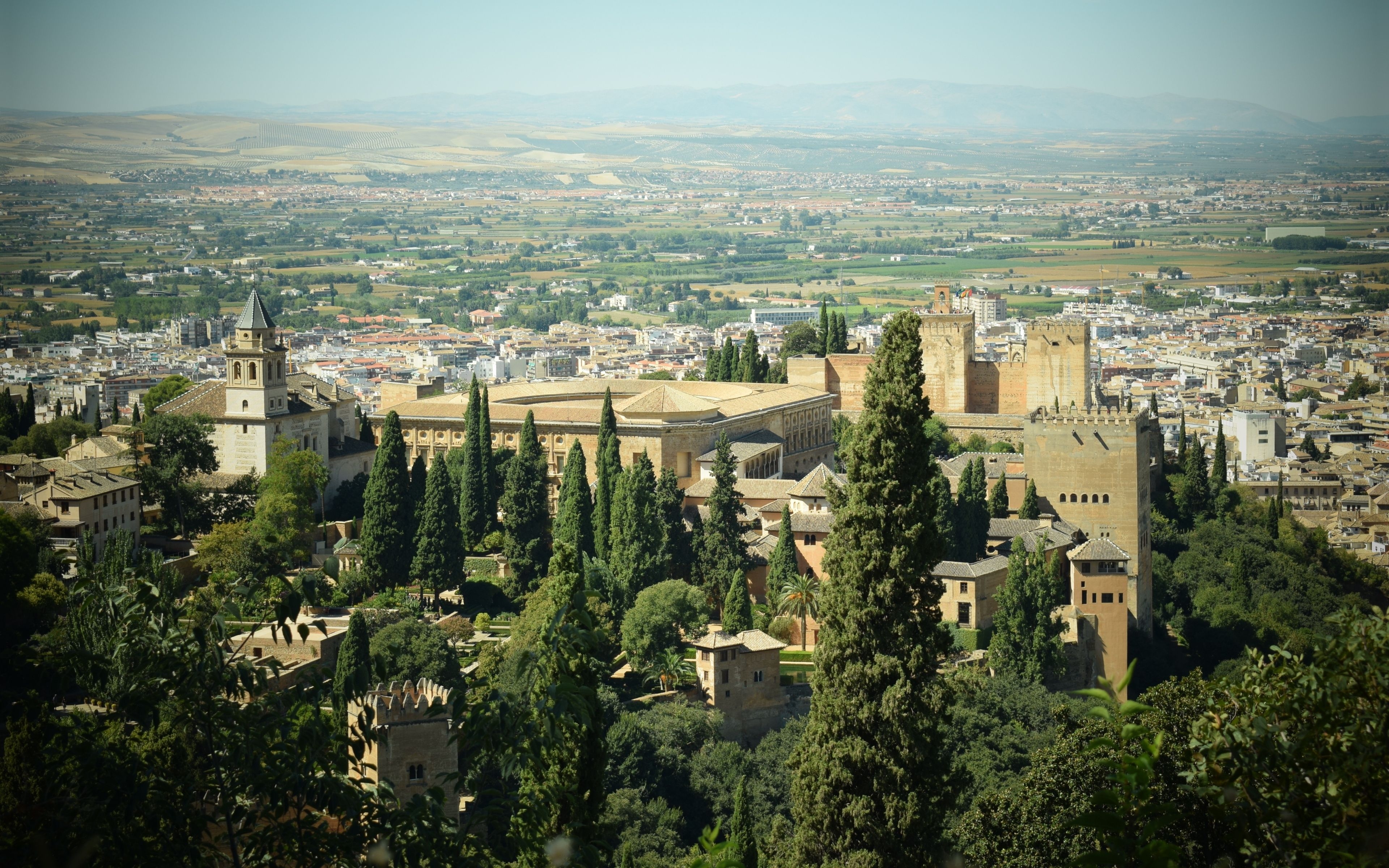 3840x2400 Download Wallpaper  Alhambra, Granada, Spain, City, Top, Desktop