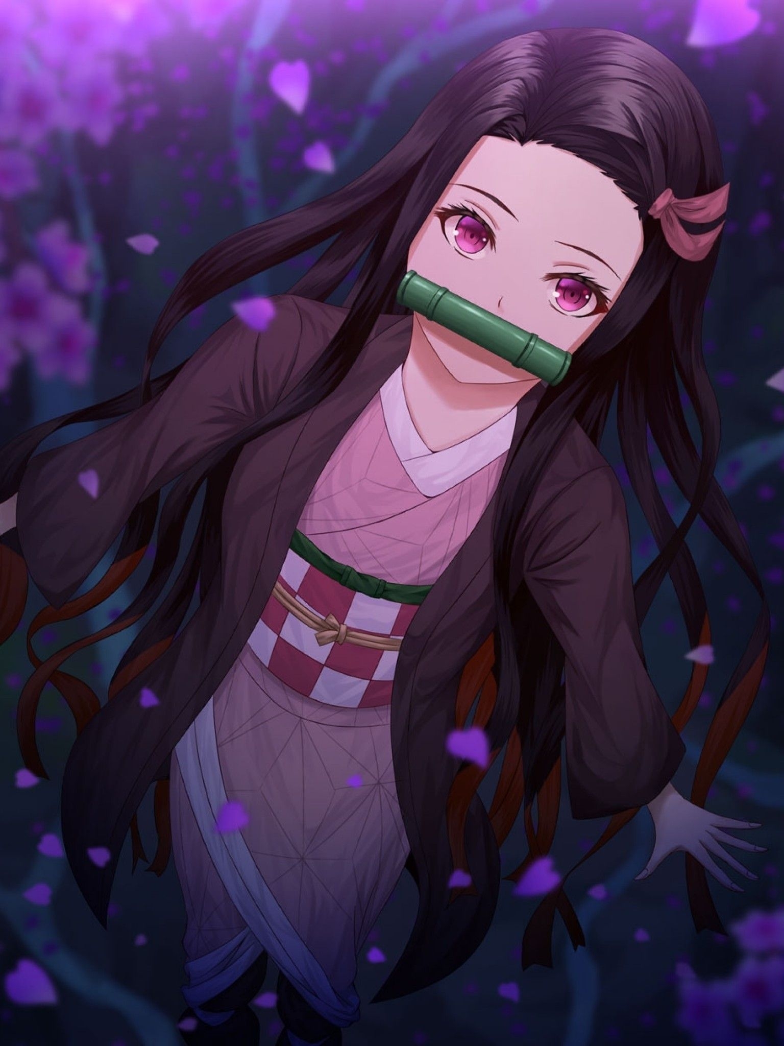 1540x2050 Download  Kamado Nezuko, Demon Slayer, Long Hair, Kimetsu, Phone