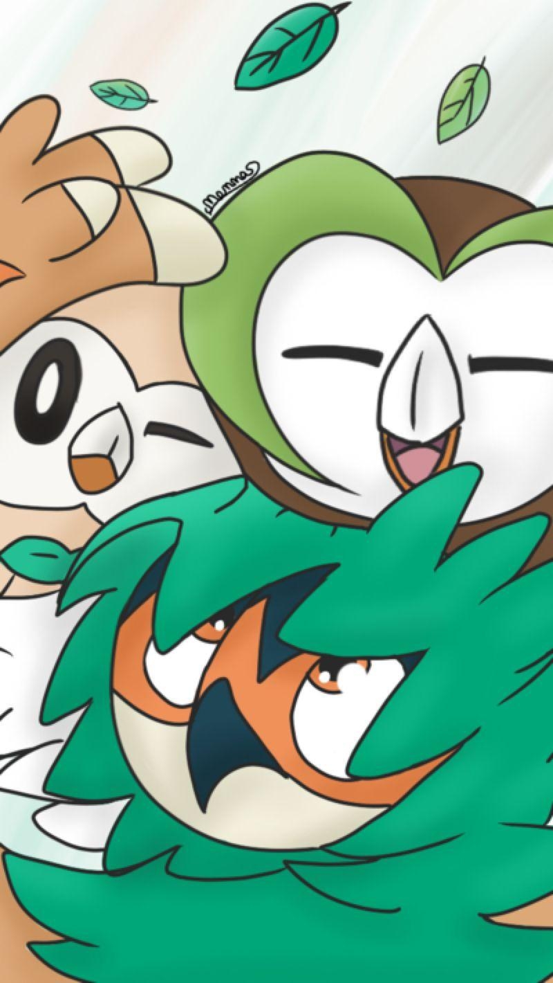 800x1420 Rowlet, Dartrix, and Decidueye Wallpaper, Phone