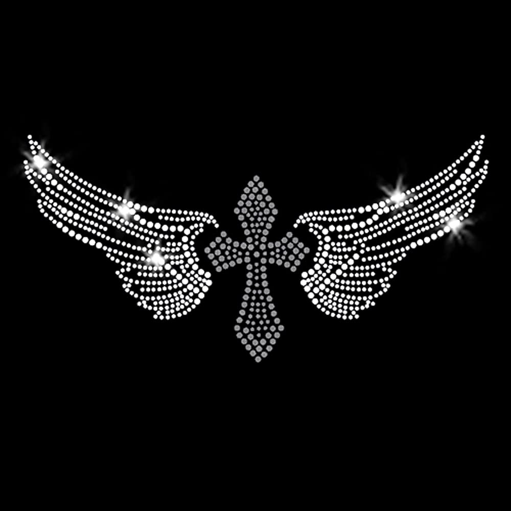 1000x1000 Cross Wings Iron On Rhinestone Crystals, Phone