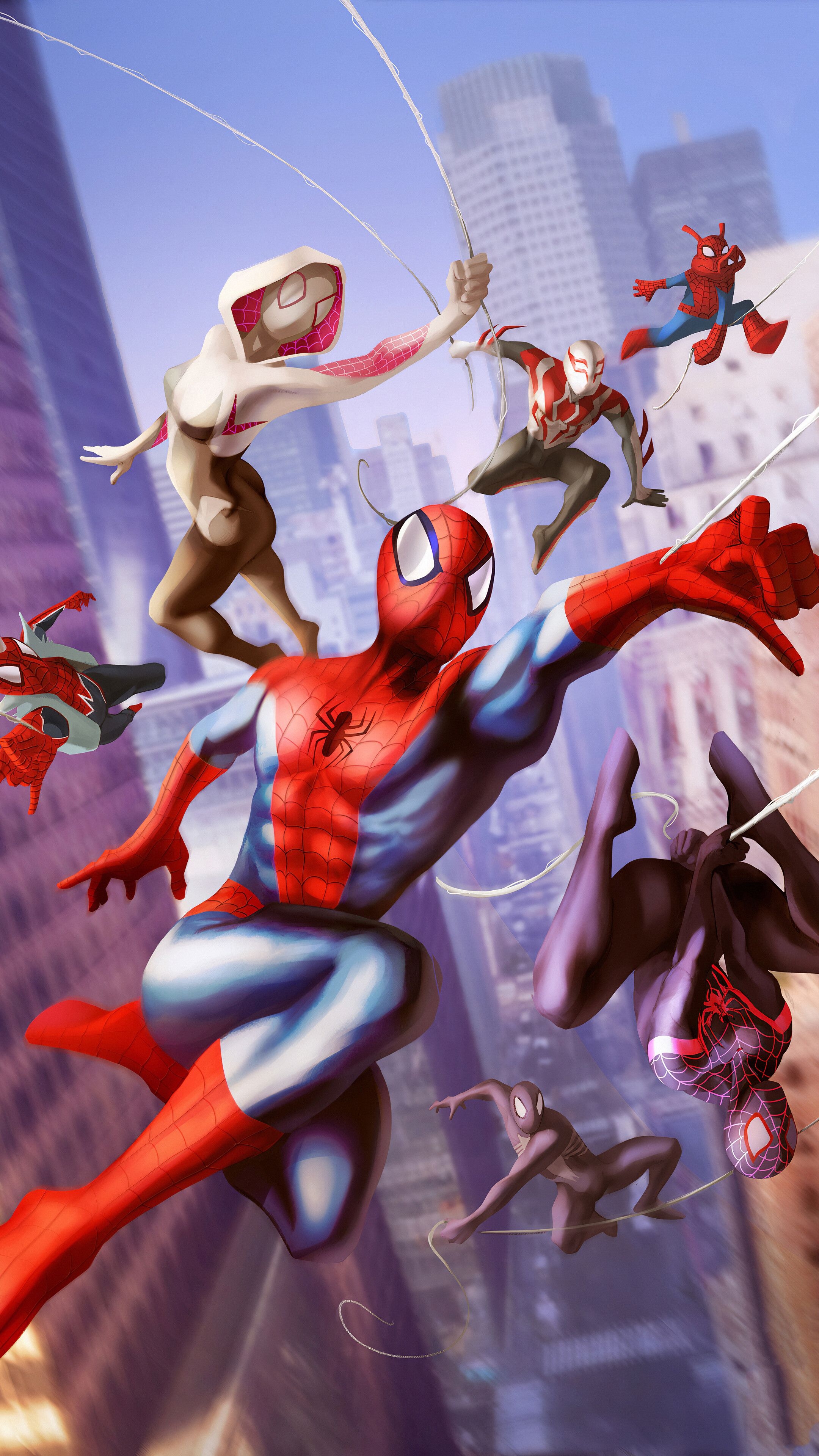 2160x3840 Spider Man, Spider Gwen , Spider Man Spider Ham, Spider Punk, 4K Phone HD Wallpaper, Image, Background, Photo And Picture HD Wallpaper, Phone