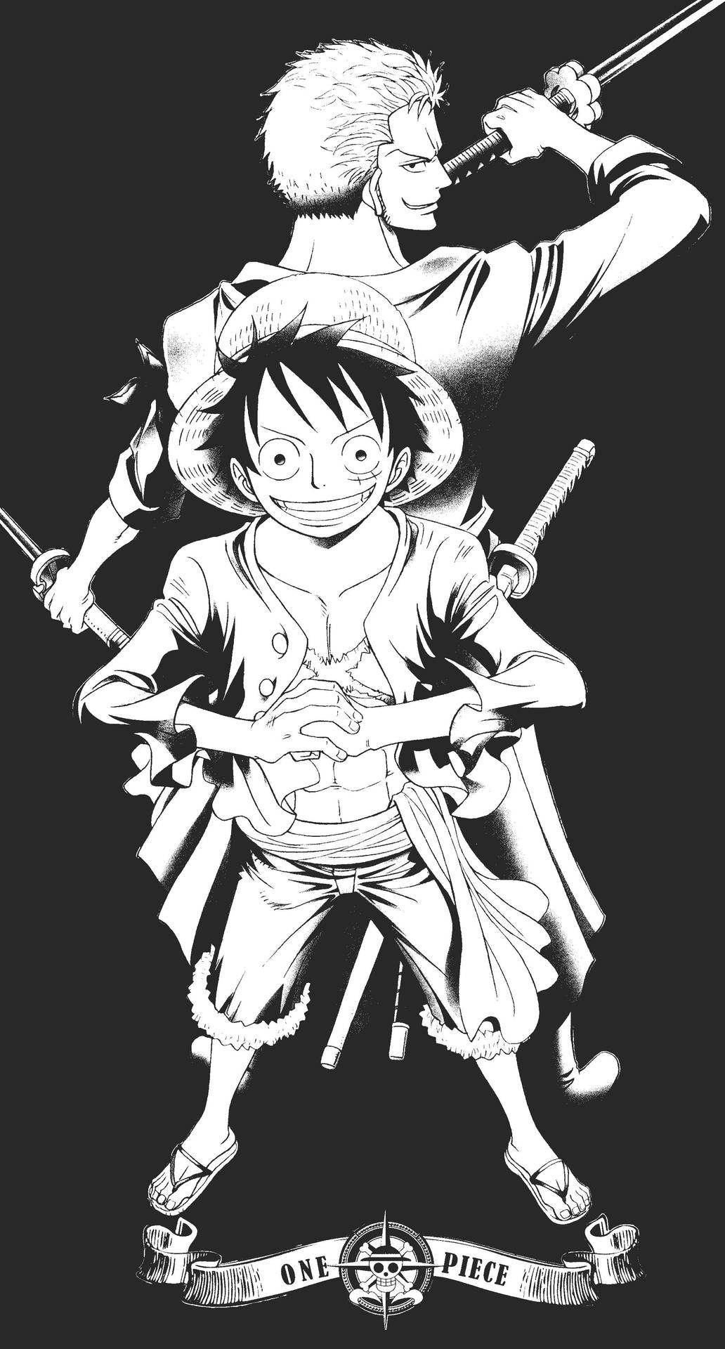 1040x1920 Download One Piece Pirates Black And White Wallpaper, Phone