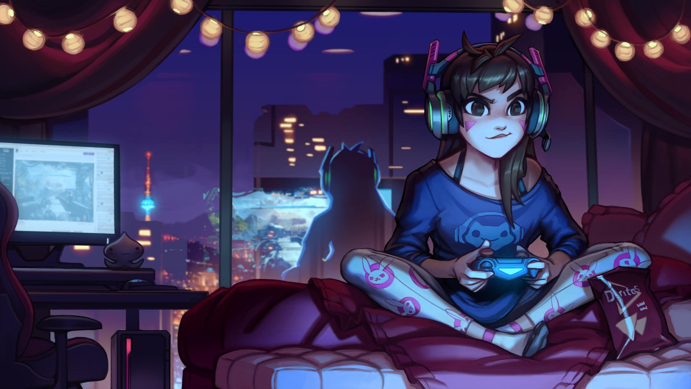 2240x1260 Anime Gamer Girl Wallpaper, Desktop