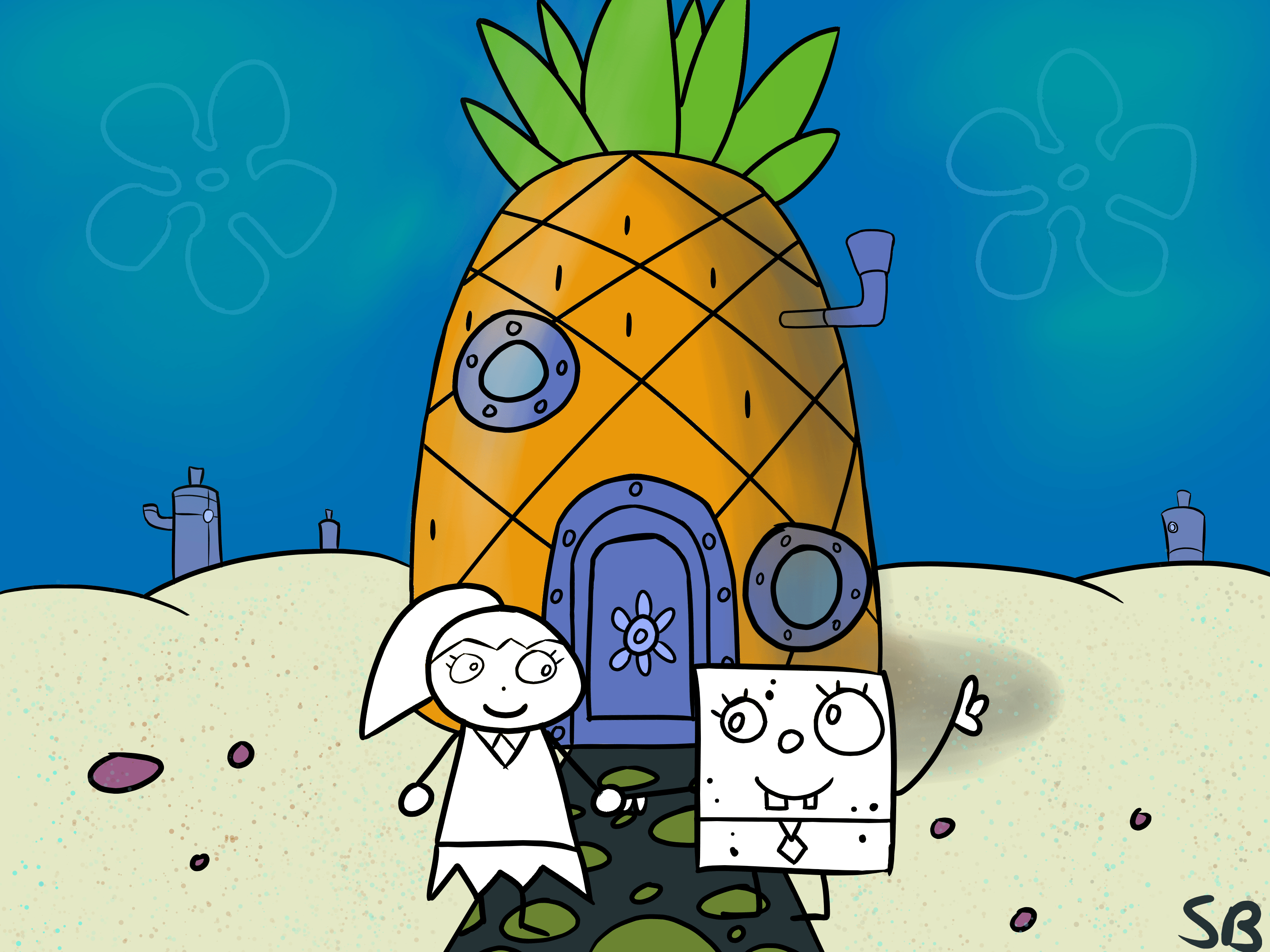 3200x2400 I drew Doodlika and DoodleBob for the art contest, Desktop