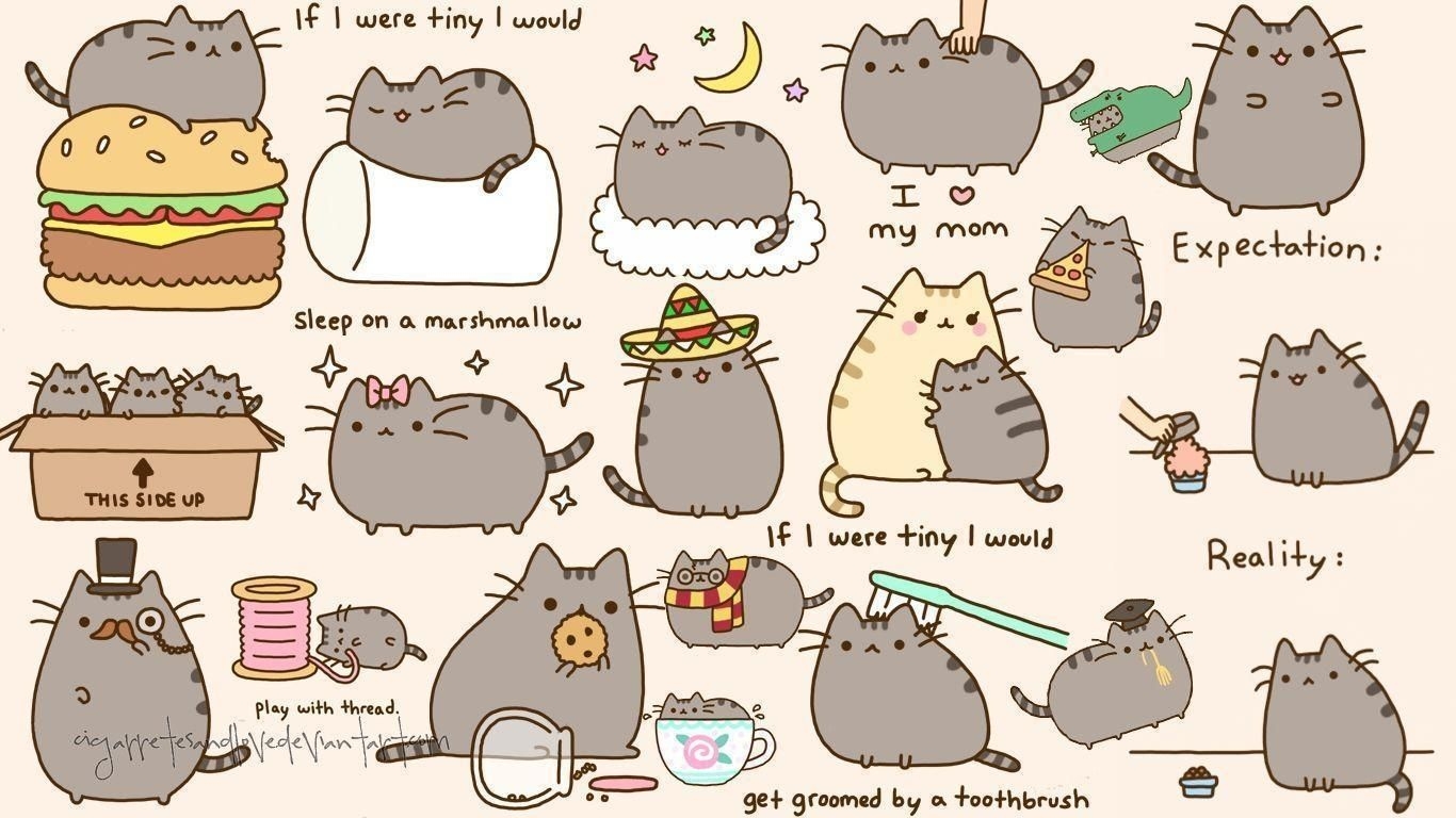 1370x770 Pusheen Desktop Wallpaper, Desktop