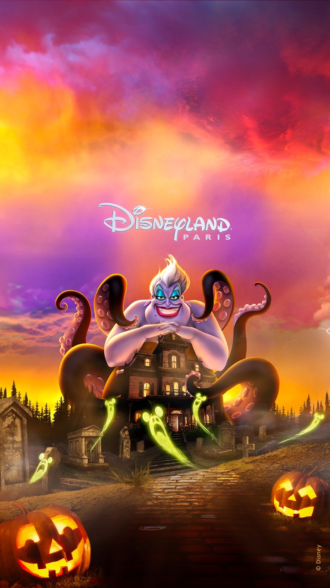 1080x1920 Wallpaper Halloween. Disneyland Paris. Disneyland halloween, Halloween disneyland paris, Disney art, Phone