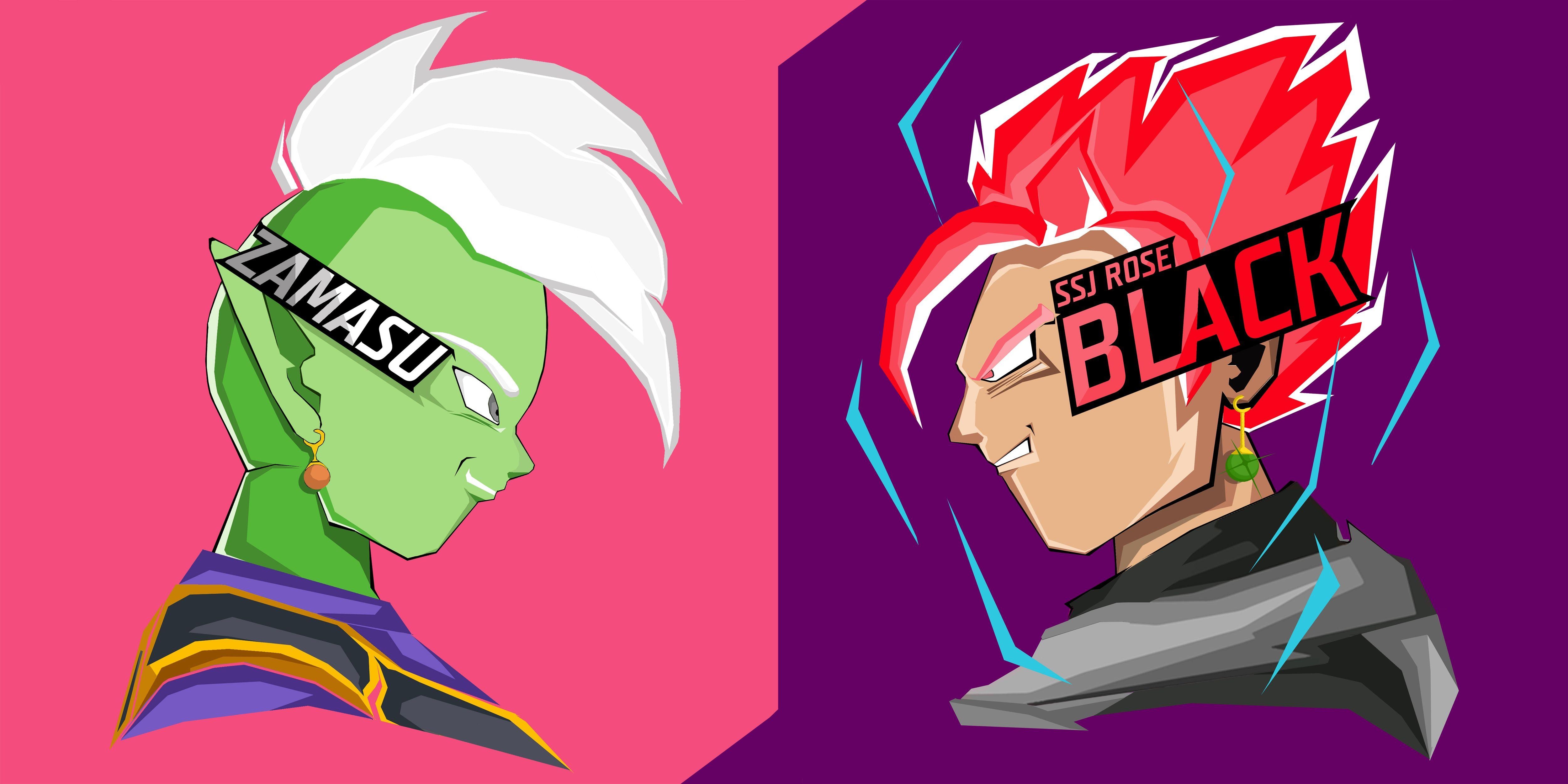 5000x2500 Zamasu And Super Saiyan Rose Black, Dual Screen