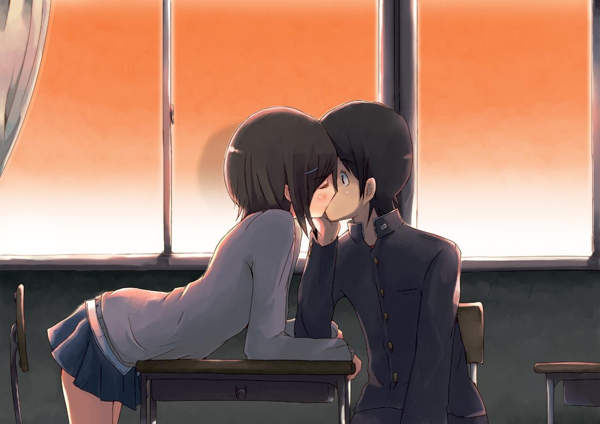 1230x870 Romantic Anime Wallpaper Kissing In Class, HD, Desktop