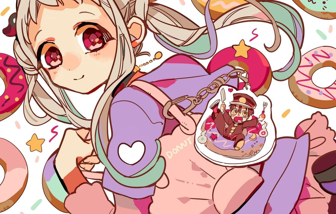 1340x850 Wallpaper Girl, Sweets, Keychain, Toilet Boy Hanako Kun, Jibaku, Desktop