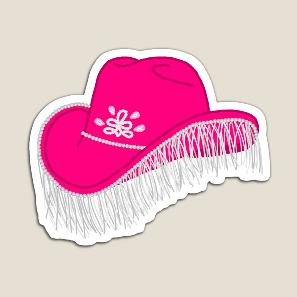 1000x1000 Pink Cowboy Hat by Logan Dorsey. Redbubble. Preppy stickers, Pink cowboy hat, Aesthetic stickers, Phone