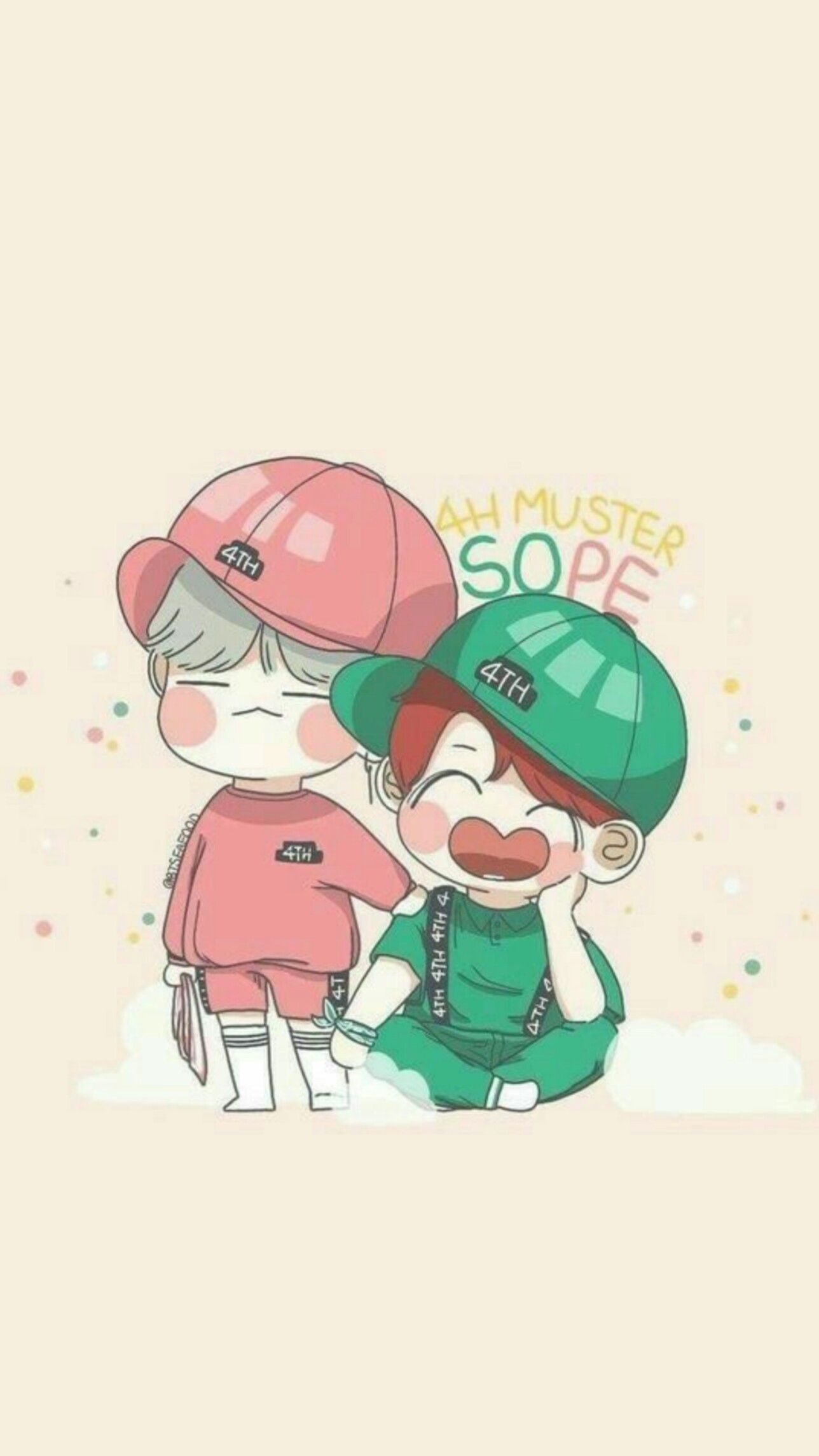 1290x2290 BTS's SoPe (Suga & J Hope) Cutr Chibi Wallpaper, Phone