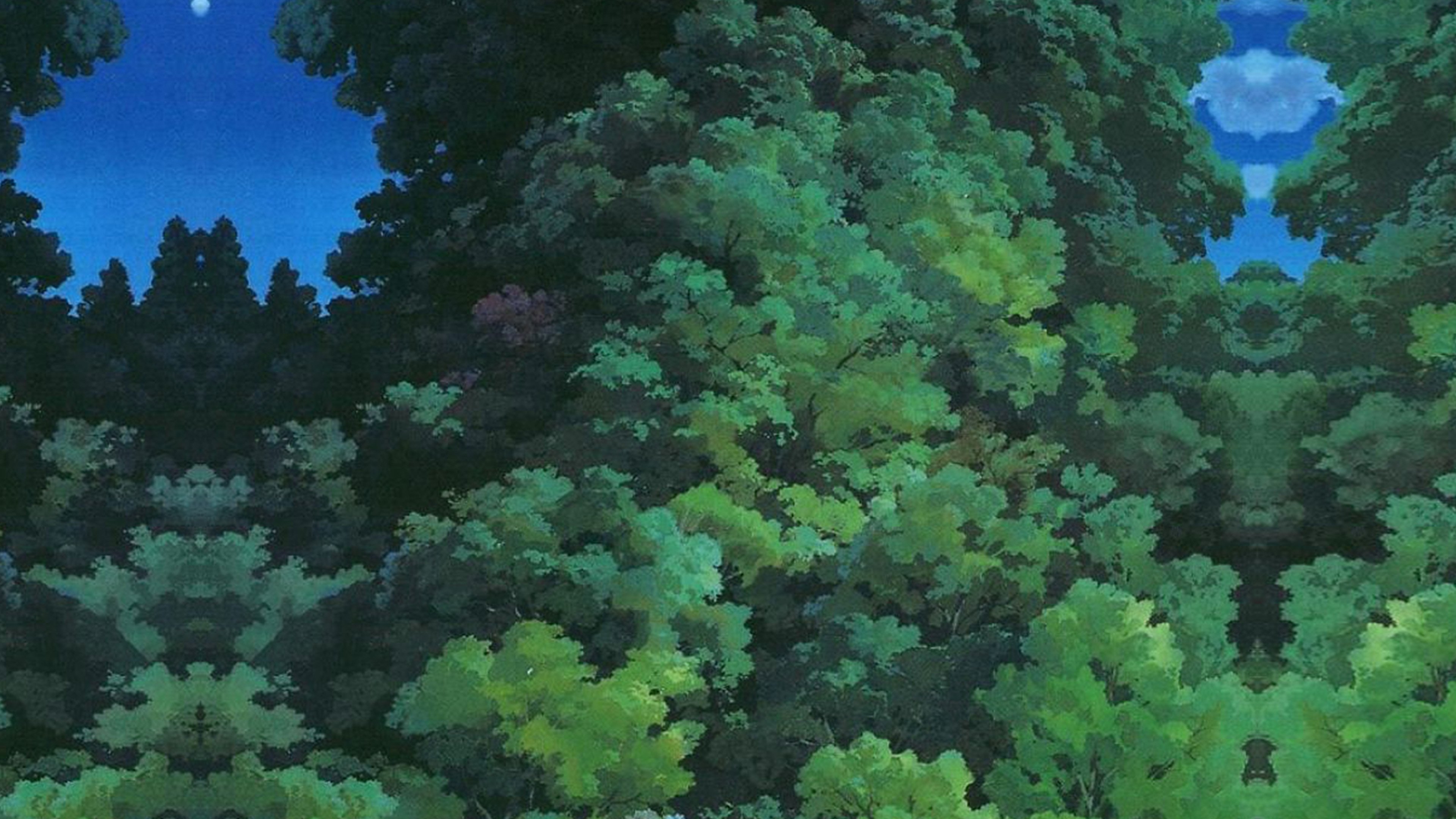 3840x2160 Studio Ghibli Tree Green Art Illustration Love Anime Wallpaper, Desktop