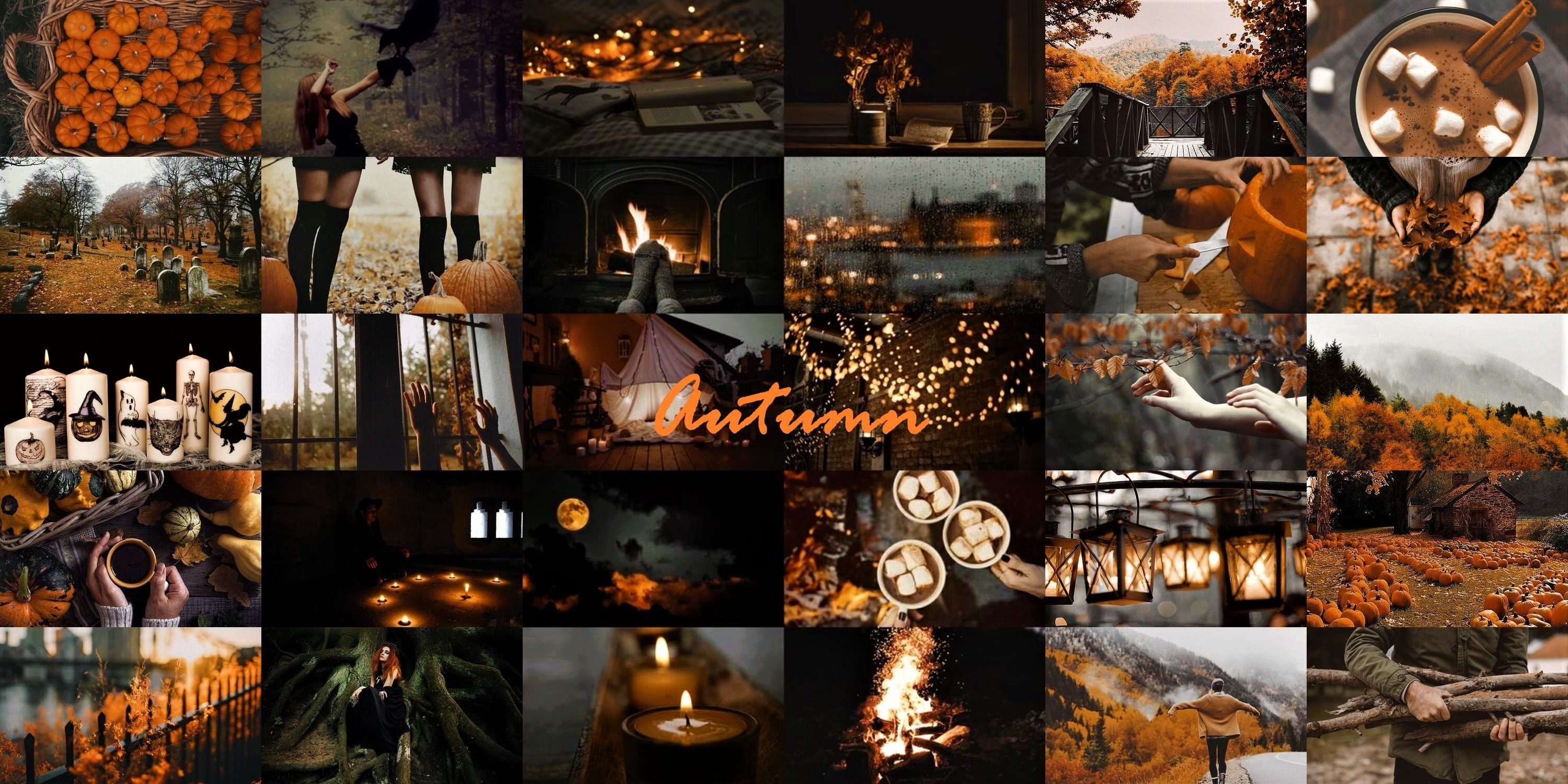 3000x1500 Fall Collage Desktop Wallpaper Free Fall Collage Desktop Background, Dual Screen