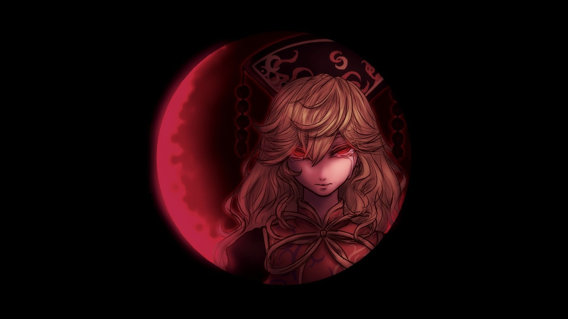 1920x1080 Touhou Junko Moon Red Moon Tears Crying Red Eyes Wallpaper:, Desktop