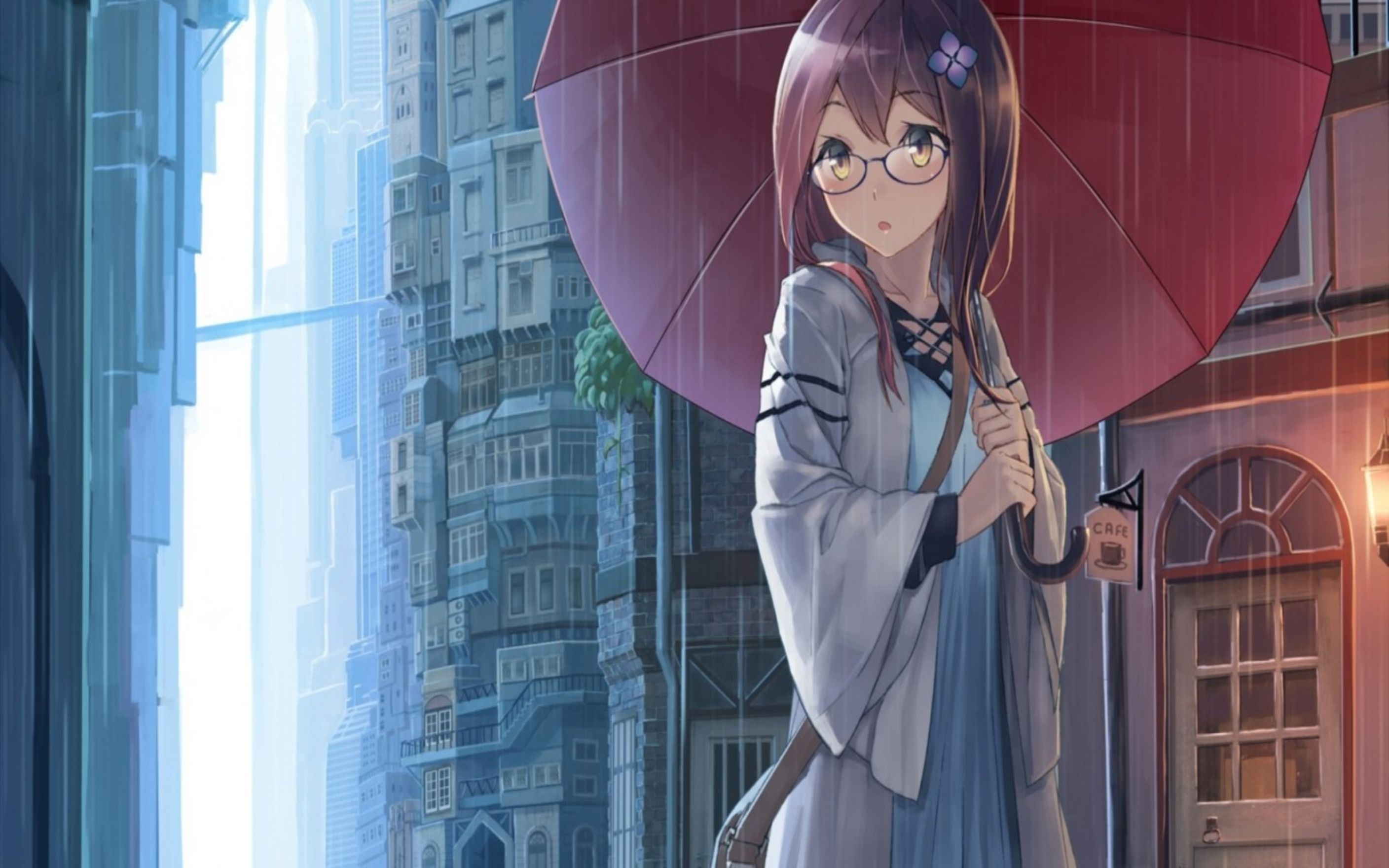 2820x1760 Anime Rain Wallpaper, Desktop