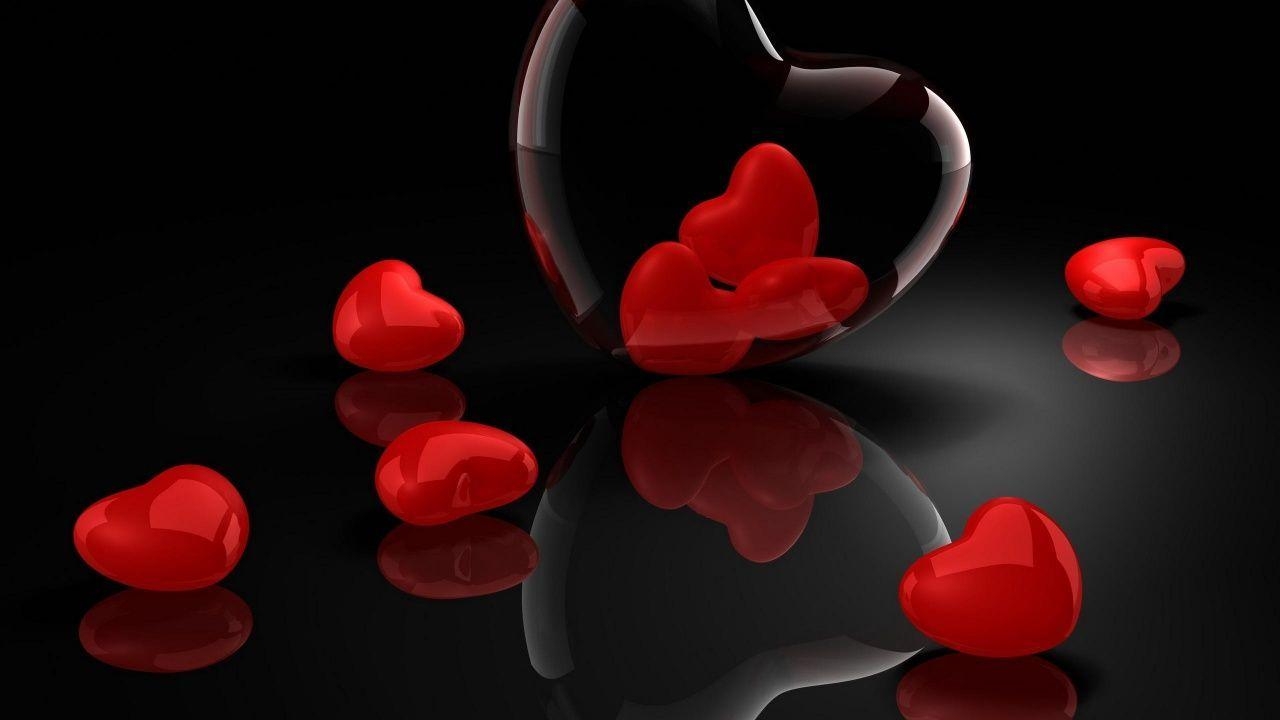 1280x720 red hearts background, Desktop