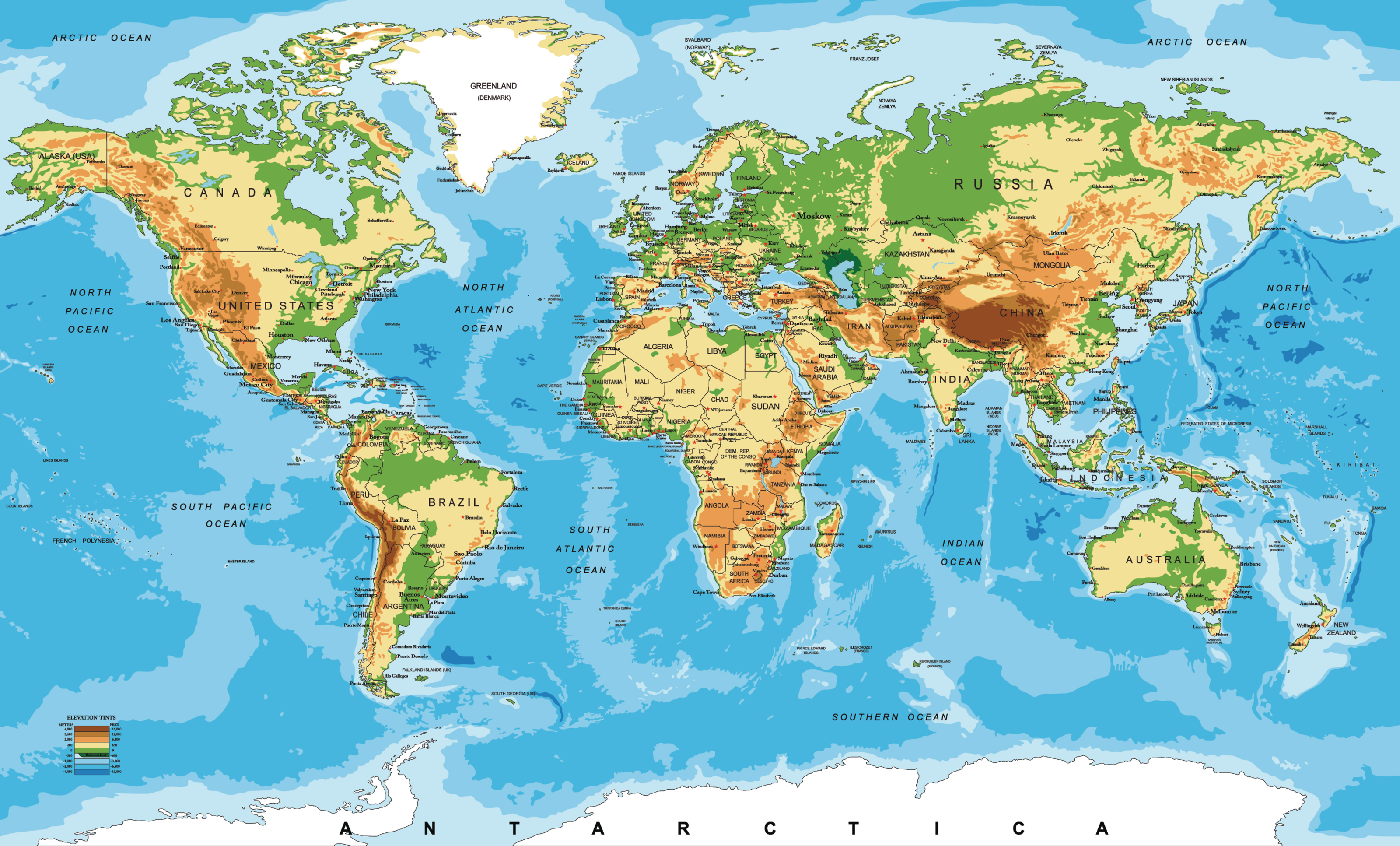 3200x1940 Physical Map Of The World Wall Mural Your Way, Desktop