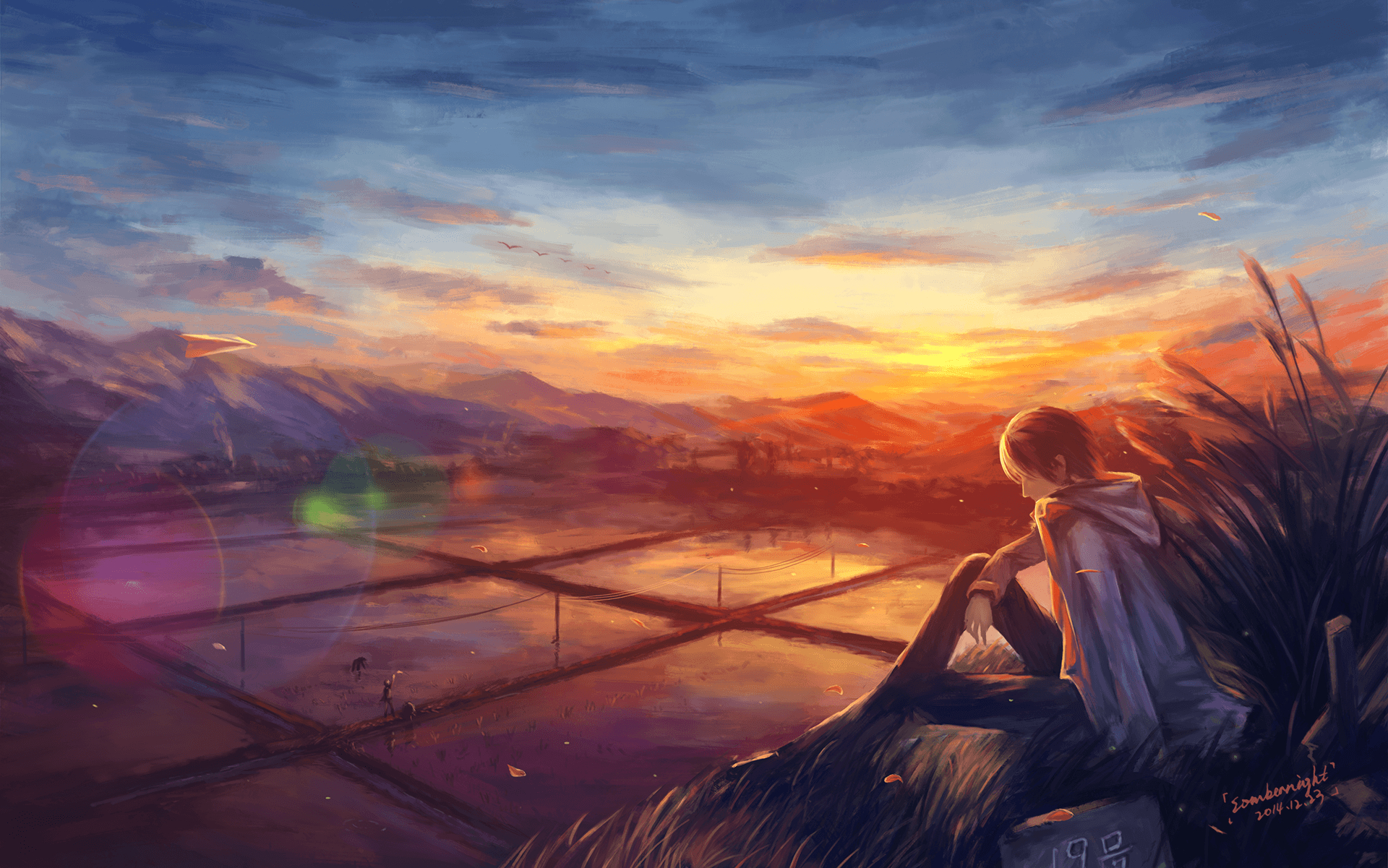 1920x1210 Anime Boy Looking At Sunset, HD Wallpaper & background Download, Desktop