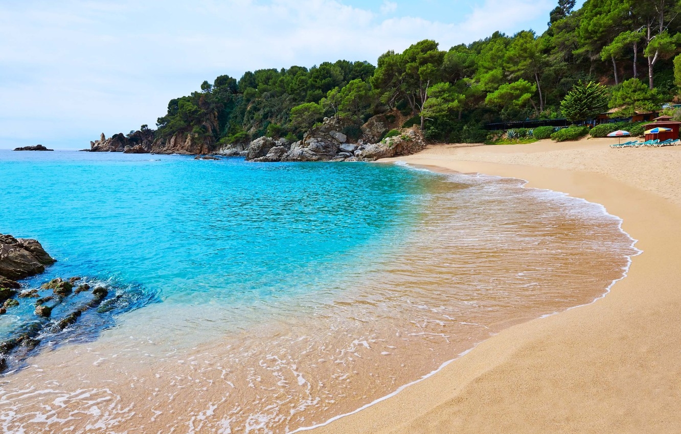 1340x850 Wallpaper sea, greens, beach, summer, coast, Spain, Spain, Platja de Treumal image for desktop, section пейзажи, Desktop