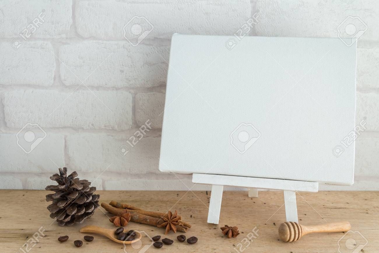 1300x870 Free download Blank White Wooden Easel Blank Canvas And Coffee Set, Desktop