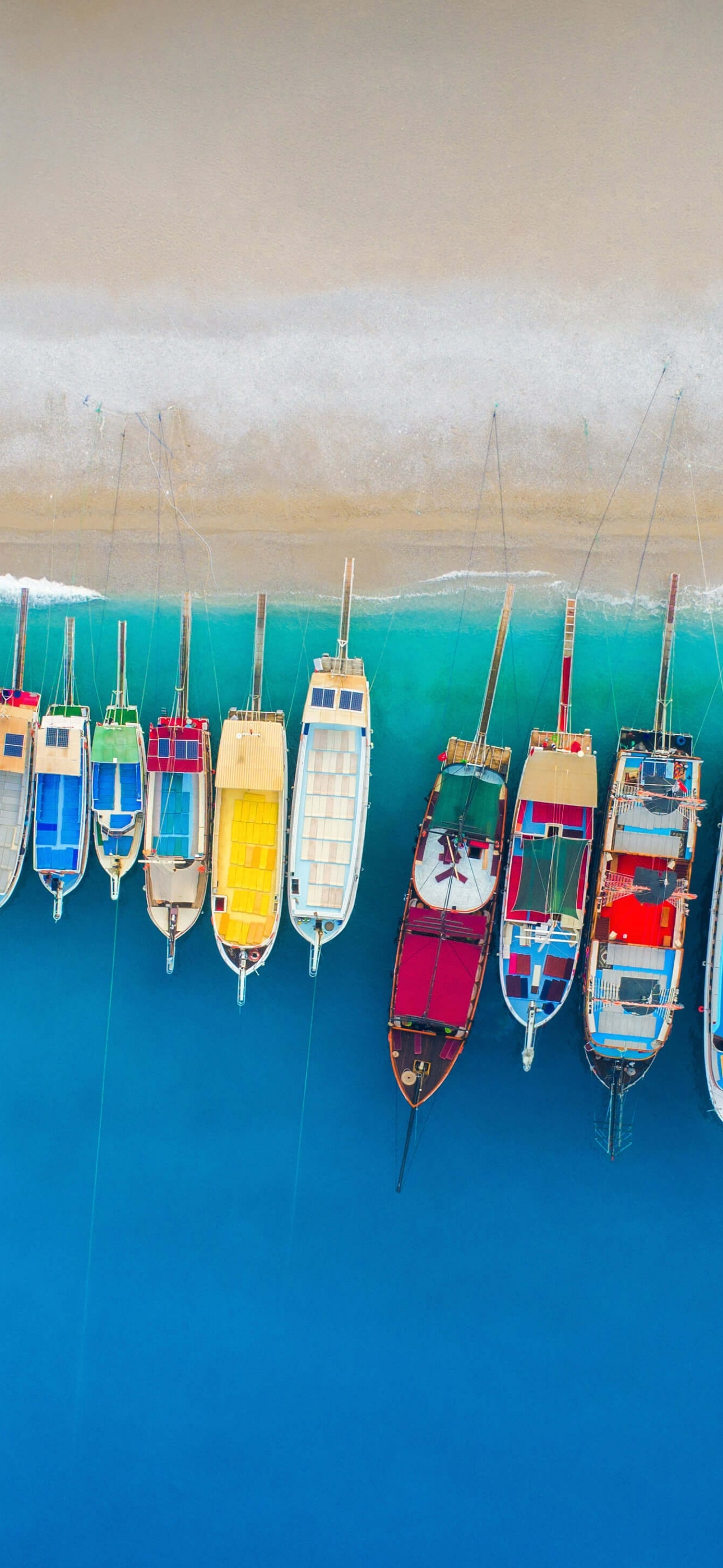 1290x2800 Boats Beach Aerial view 5K Wallpaper, Phone
