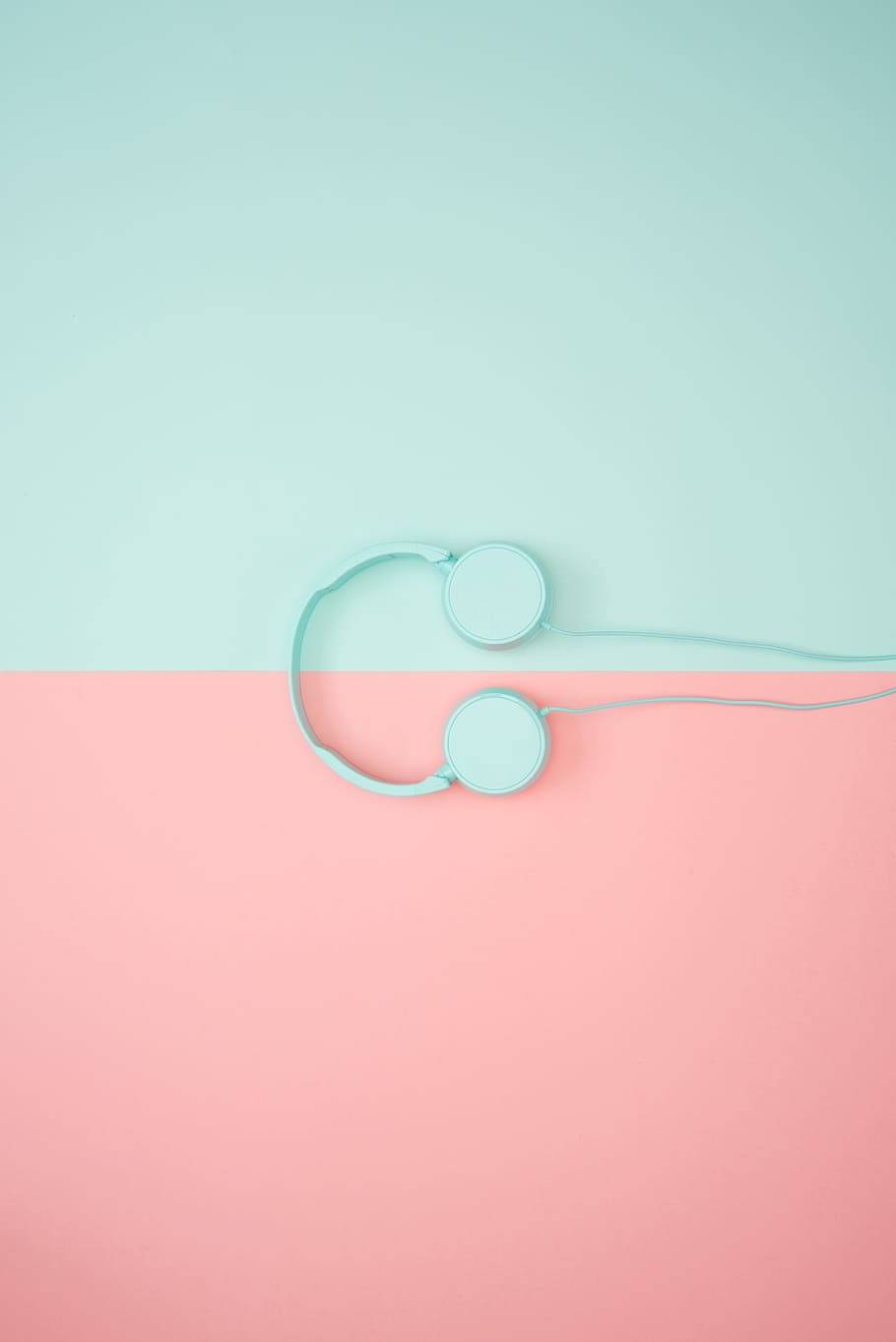 910x1370 HD wallpaper: headphones, music, pastel colors, blue, pink, Phone