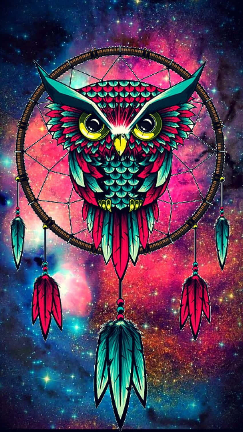 850x1520 Download A Distinct Owl In A Dreamcatcher Wallpaper, Phone