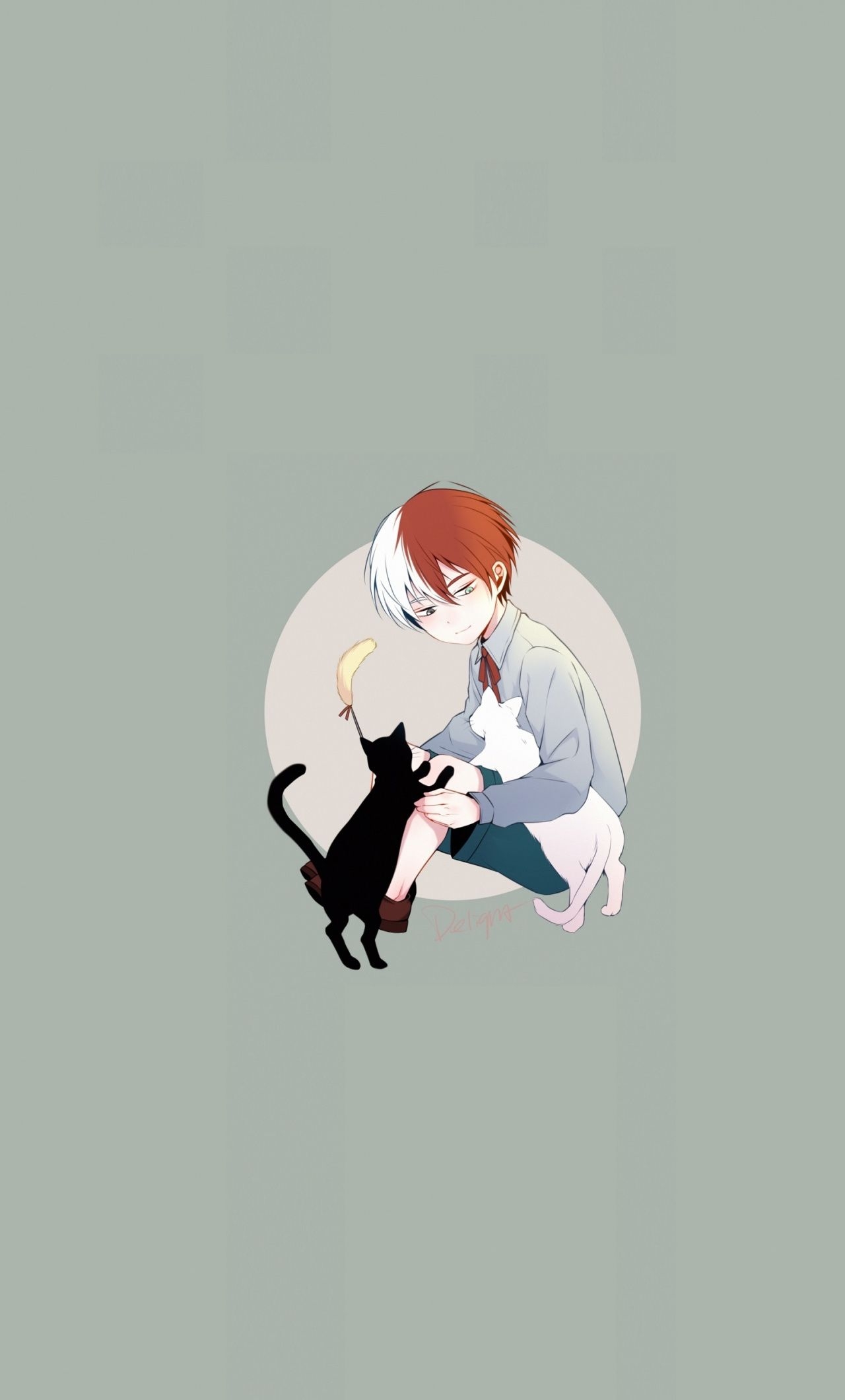 1280x2120 Download Cute, kid, Shouto Todoroki and kittens, art wallpaper, 1280x iPhone 6 Plus, Phone