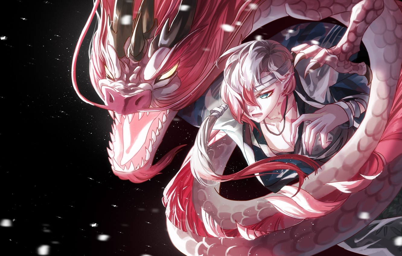 1340x850 Wallpaper look, dragon, guy image for desktop, section арт, Desktop