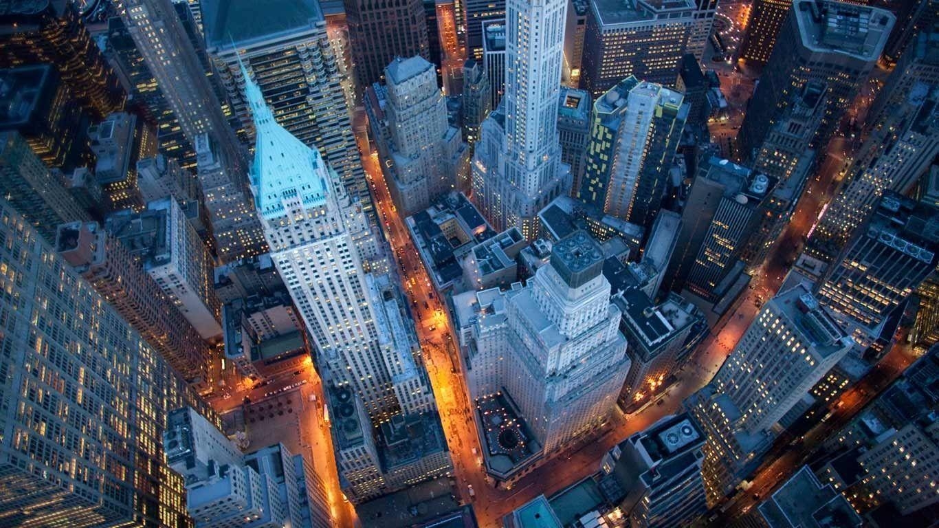 1370x770 Aerial view of Wall Street, New York City © Cameron Davidson, Desktop