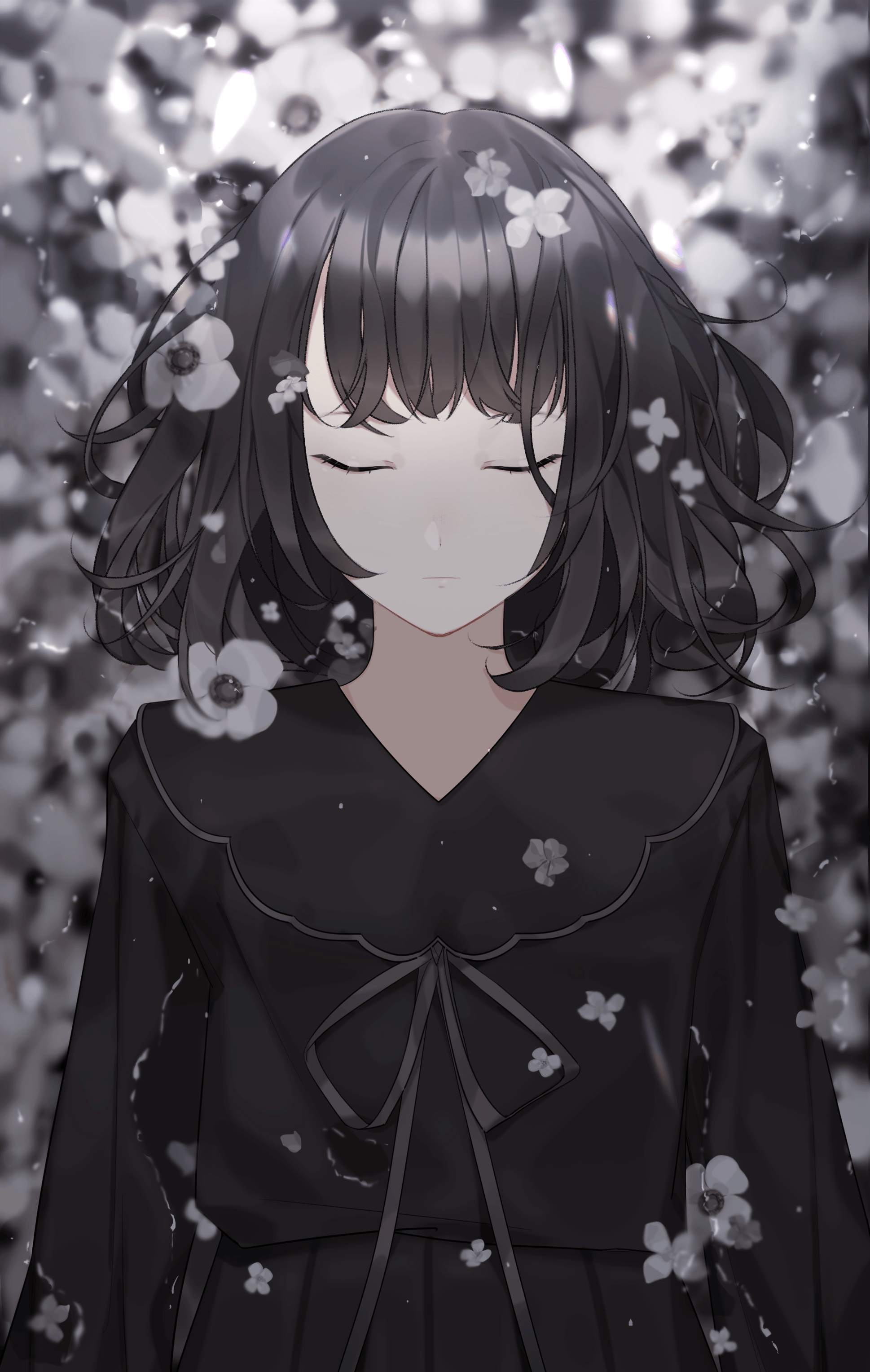 1940x3060 Anime Girl With Black Hair Wallpaper, Phone