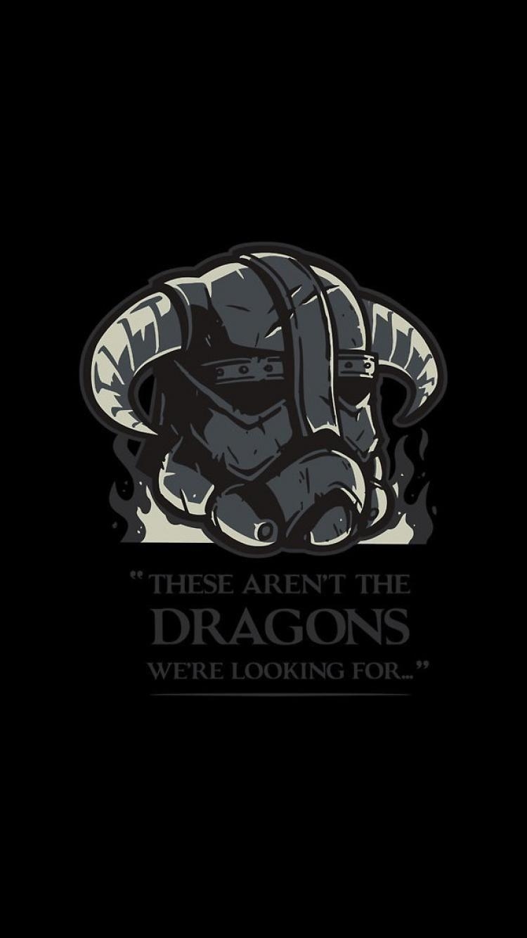 750x1340 Scrolls v skyrim black background dragons minimalistic wallpaper, Phone