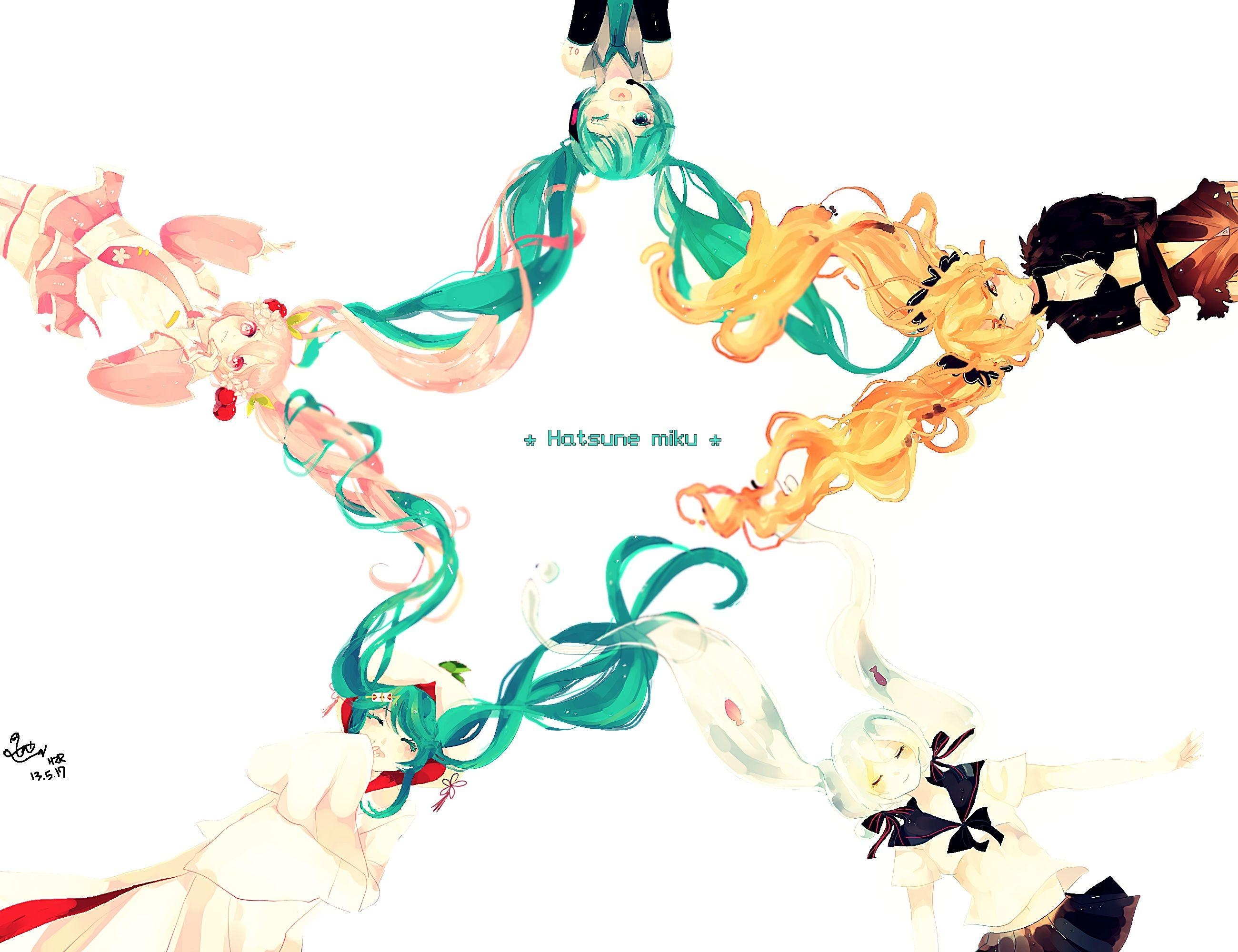 2600x2000 Vocaloid bottle miku hatsune miku hzrn sakura miku yuki miku, Desktop