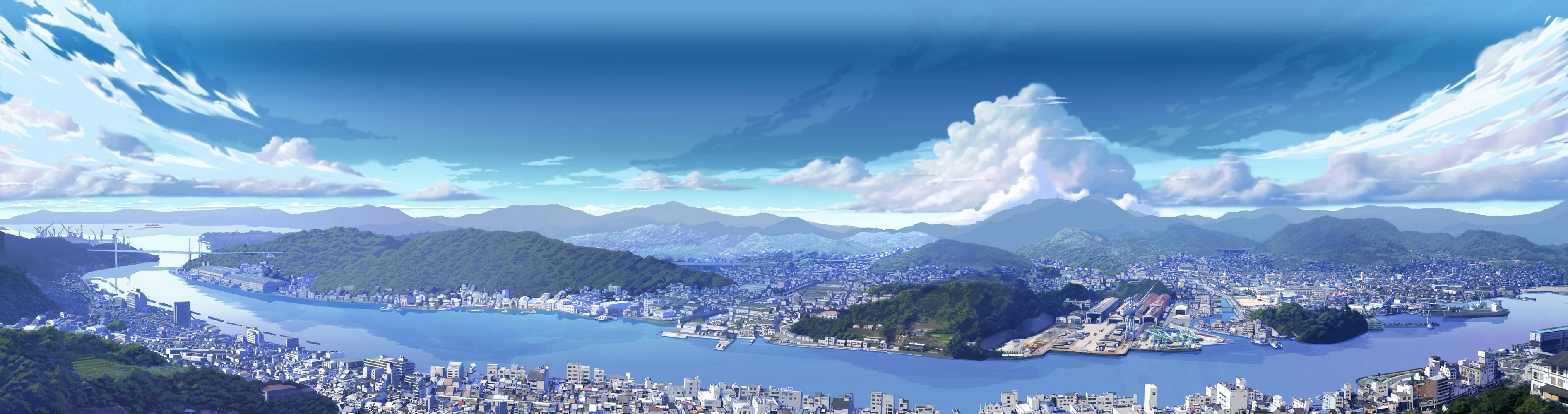 3790x1000 Awesome Dual Monitor Anime Wallpaper Collecti Scenery Dual Monitor, Dual Screen