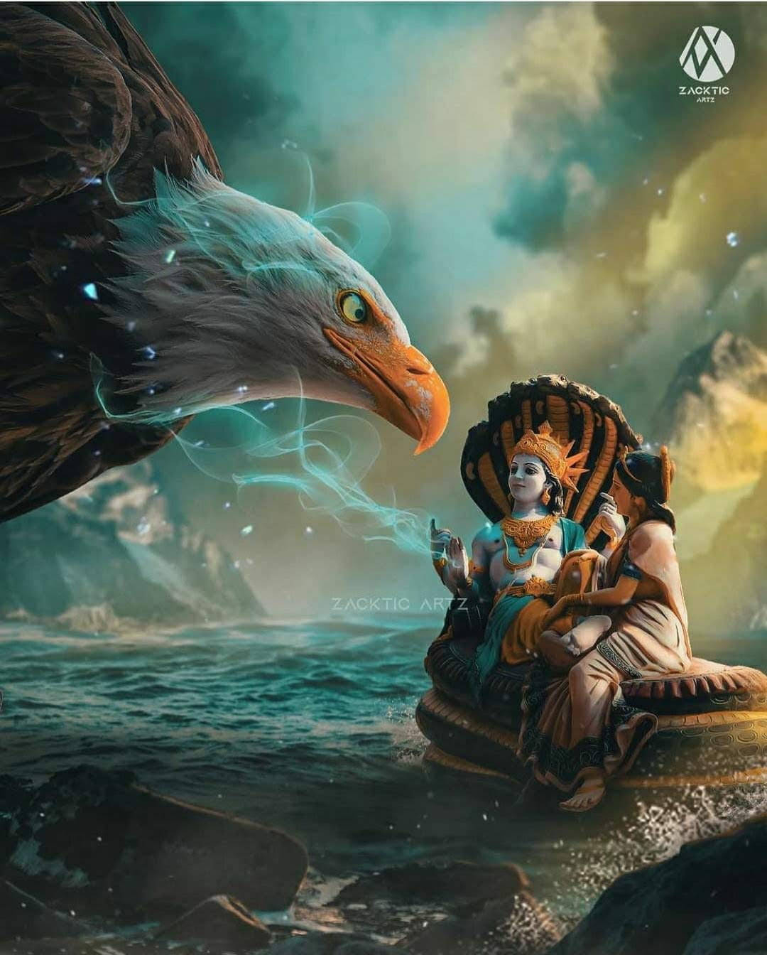 1080x1350 Download Lord Vishnu Looking At Big Eagle Wallpaper, Phone