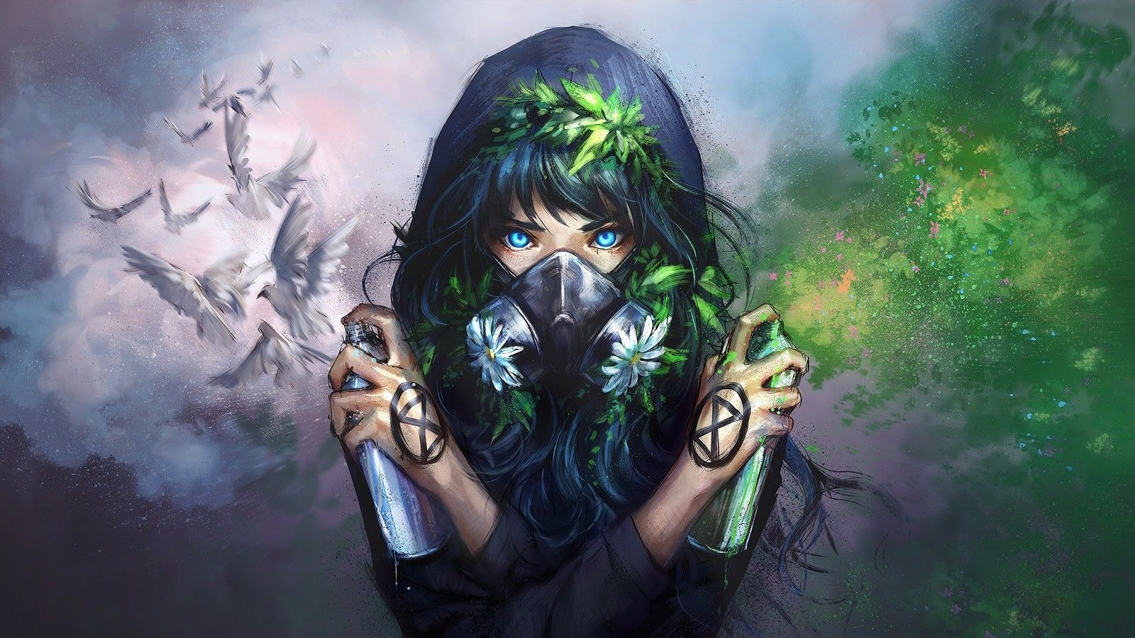 1600x900 Wallpaper, anime girl, fantasy, gas mask 3840x2160, Desktop