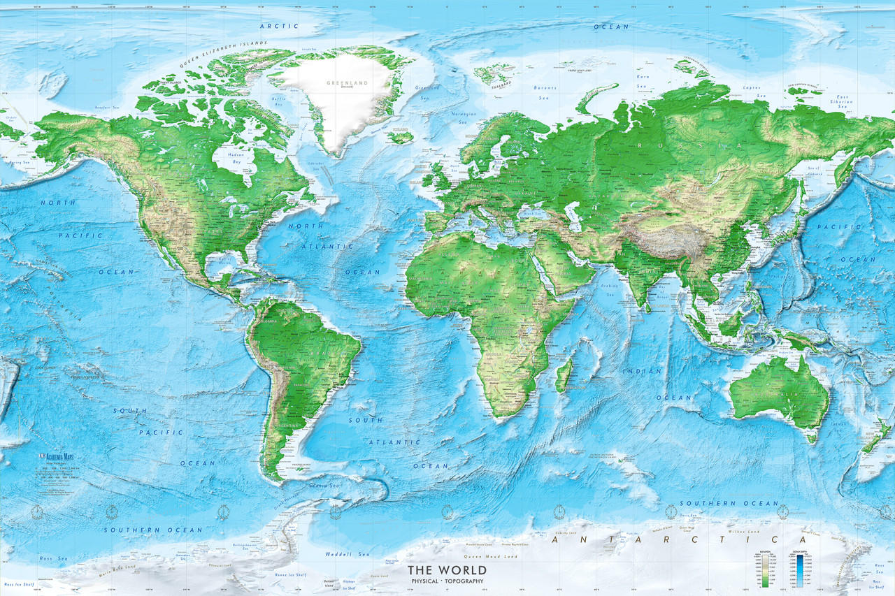 1280x860 Detailed World Physical Map Mural & Stick Wallpaper. World Maps Online, Desktop