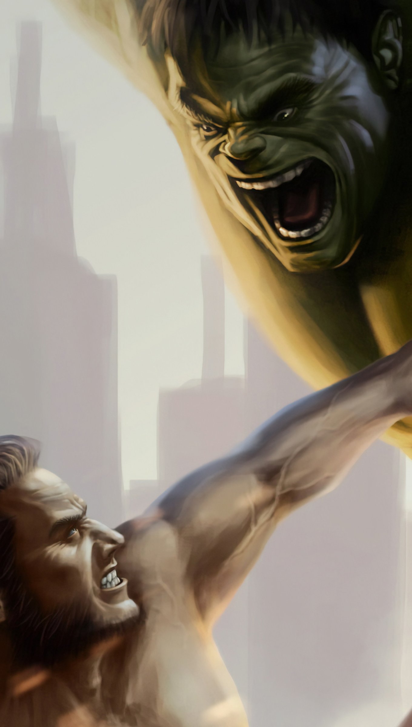 1360x2400 Wolverine fighting against Hulk Wallpaper 4k Ultra HD, Phone