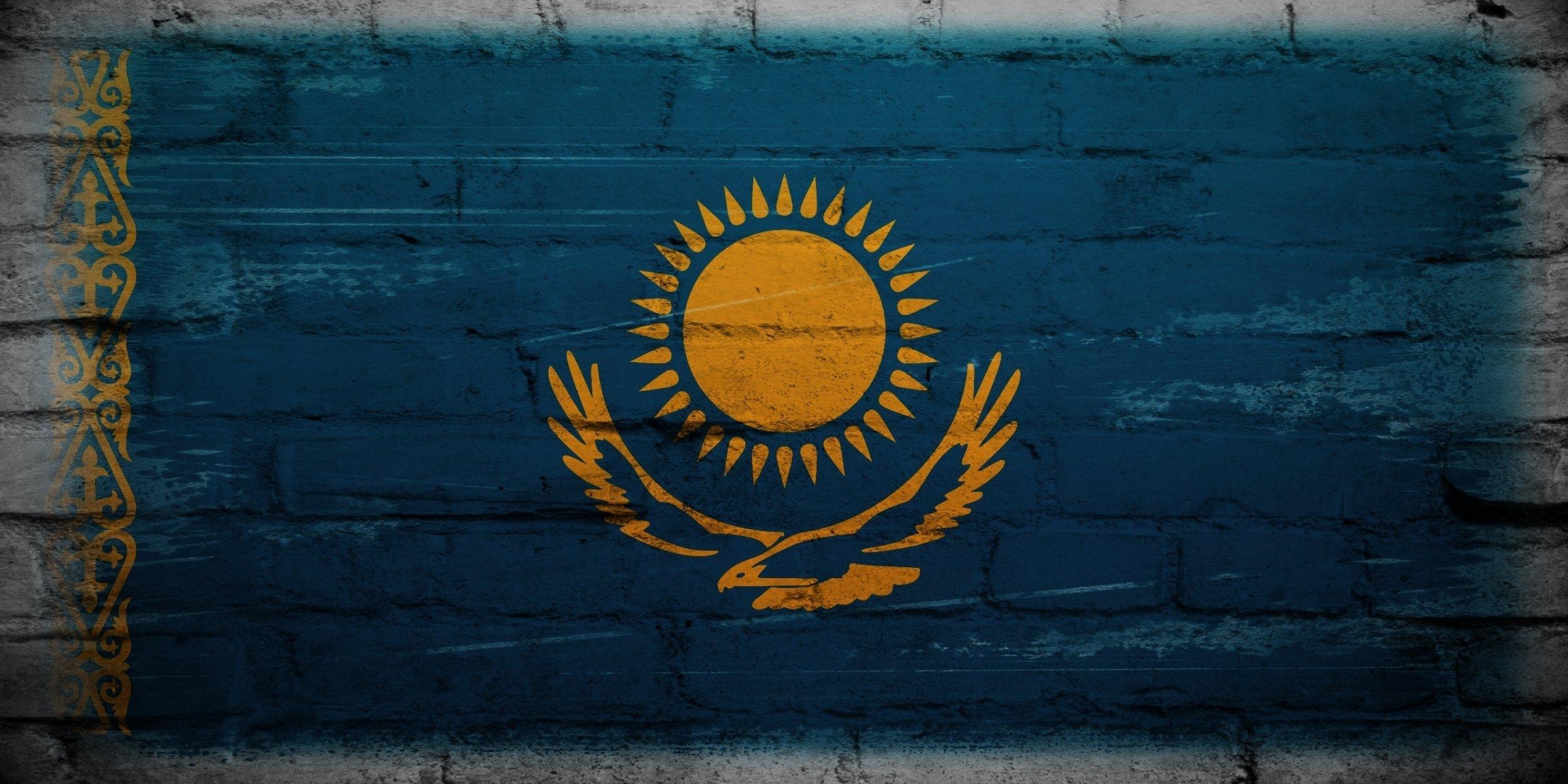 2400x1200 wall kazakhstan flag texture HD wallpaper, Dual Screen